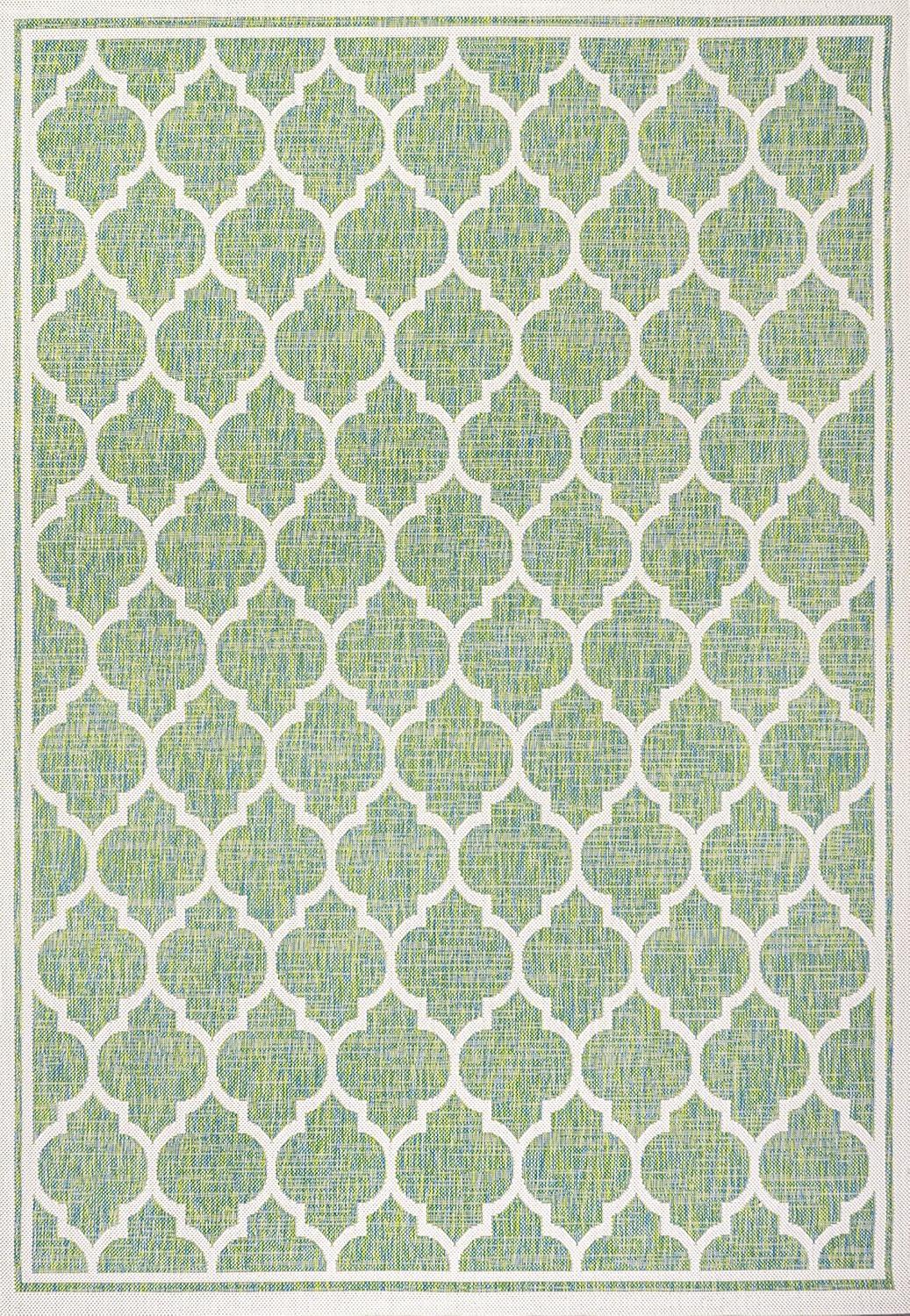 image:imageJONATHAN Y Moroccan Trellis Indoor Outdoor Area Rug 3X5 EspressoTaupe Trebol Textured Weave for Backyard Patio Porch EasyCleaning High Traffic PetFriendly NonShedding SMB109B3CreamGreen