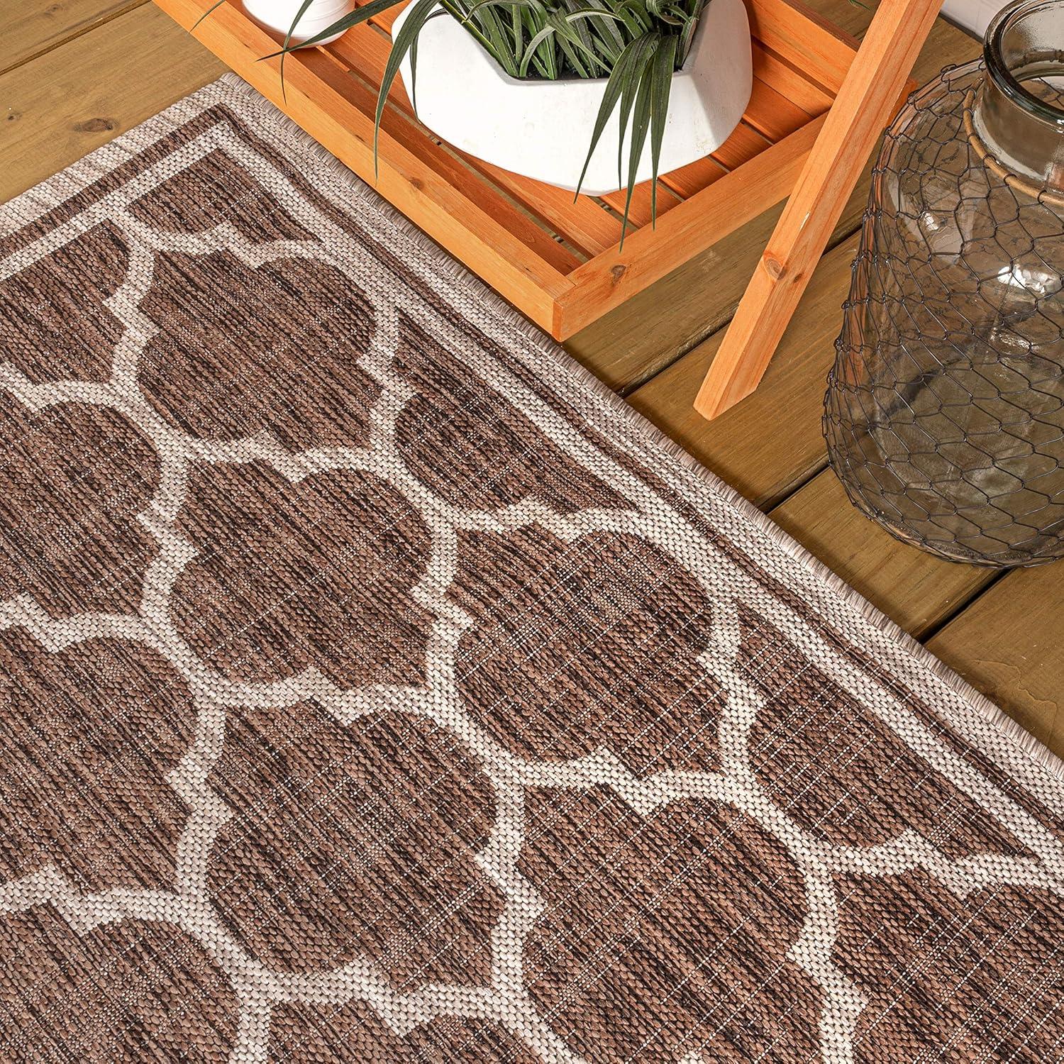 image:imageJONATHAN Y Moroccan Trellis Indoor Outdoor Area Rug 3X5 EspressoTaupe Trebol Textured Weave for Backyard Patio Porch EasyCleaning High Traffic PetFriendly NonShedding SMB109B3EspressoTaupe