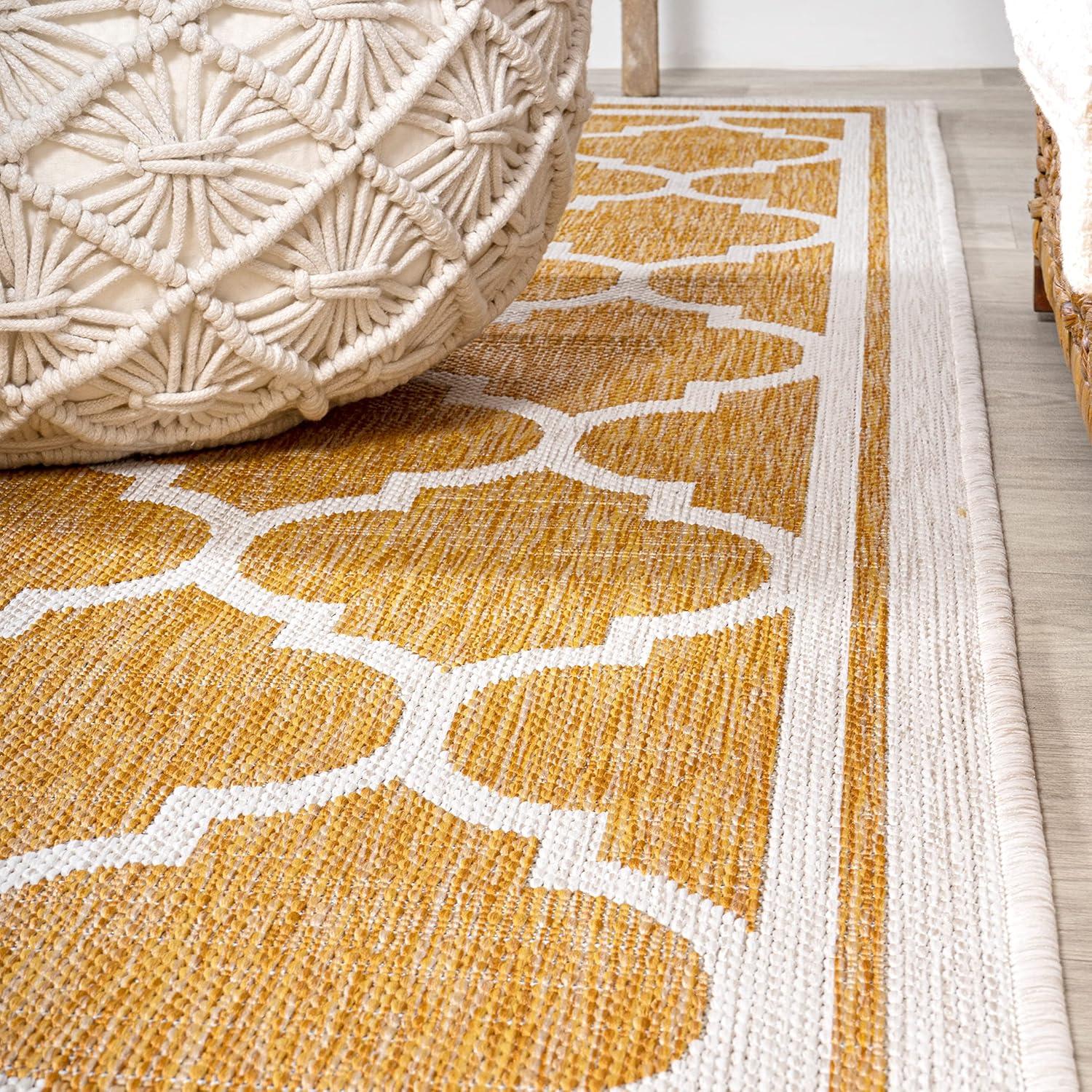image:imageJONATHAN Y Moroccan Trellis Indoor Outdoor Area Rug 3X5 EspressoTaupe Trebol Textured Weave for Backyard Patio Porch EasyCleaning High Traffic PetFriendly NonShedding SMB109B3YellowCream