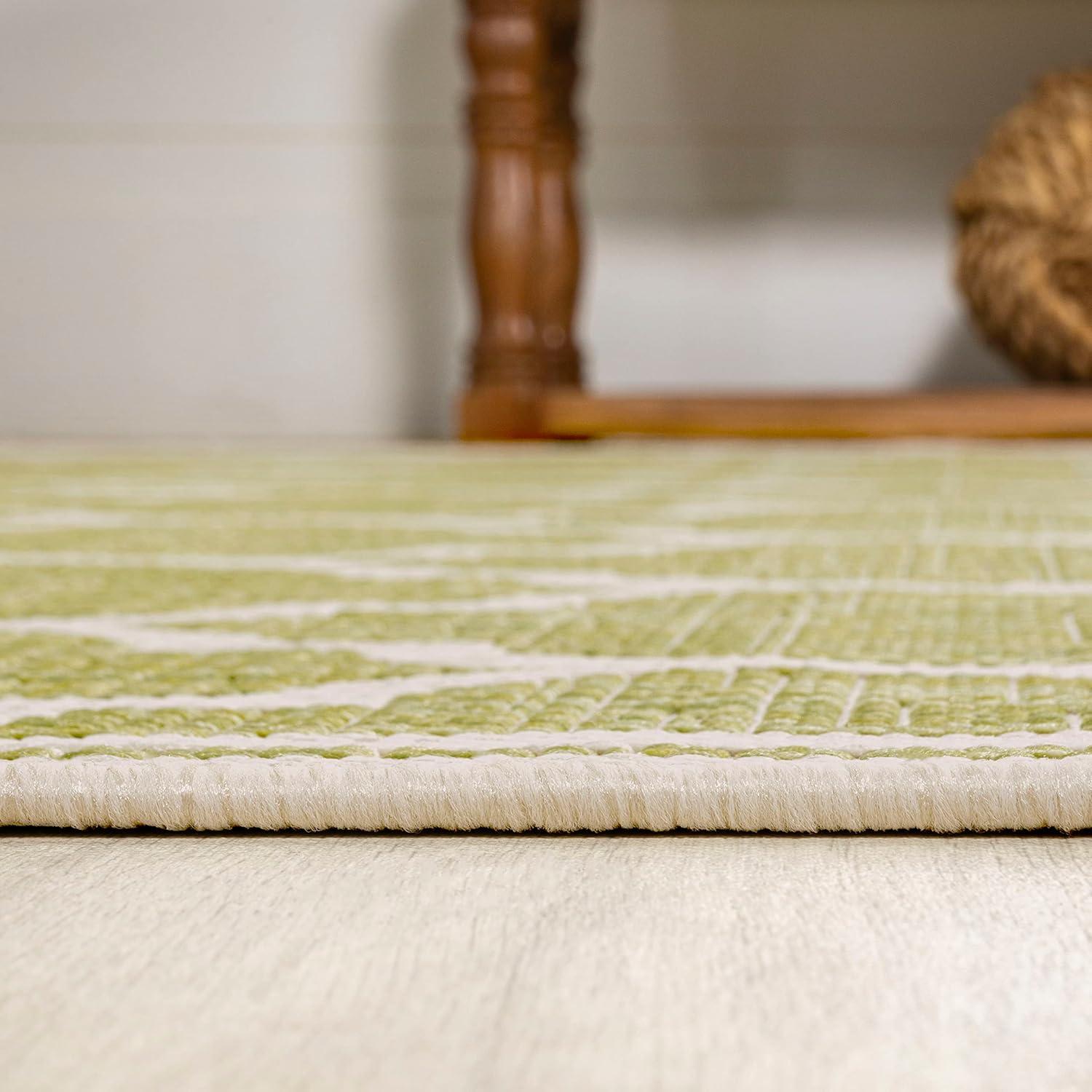 image:imageJONATHAN Y Moroccan Trellis Indoor Outdoor Area Rug 3X5 EspressoTaupe Trebol Textured Weave for Backyard Patio Porch EasyCleaning High Traffic PetFriendly NonShedding SMB109B3GreenCream