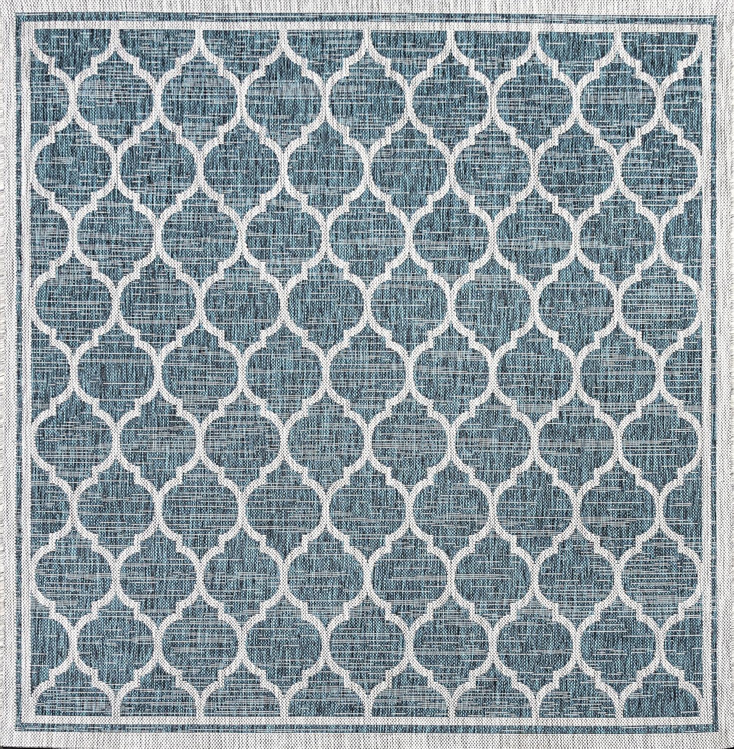 image:imageJONATHAN Y Moroccan Trellis Indoor Outdoor Area Rug 3X5 EspressoTaupe Trebol Textured Weave for Backyard Patio Porch EasyCleaning High Traffic PetFriendly NonShedding SMB109B3TealGray