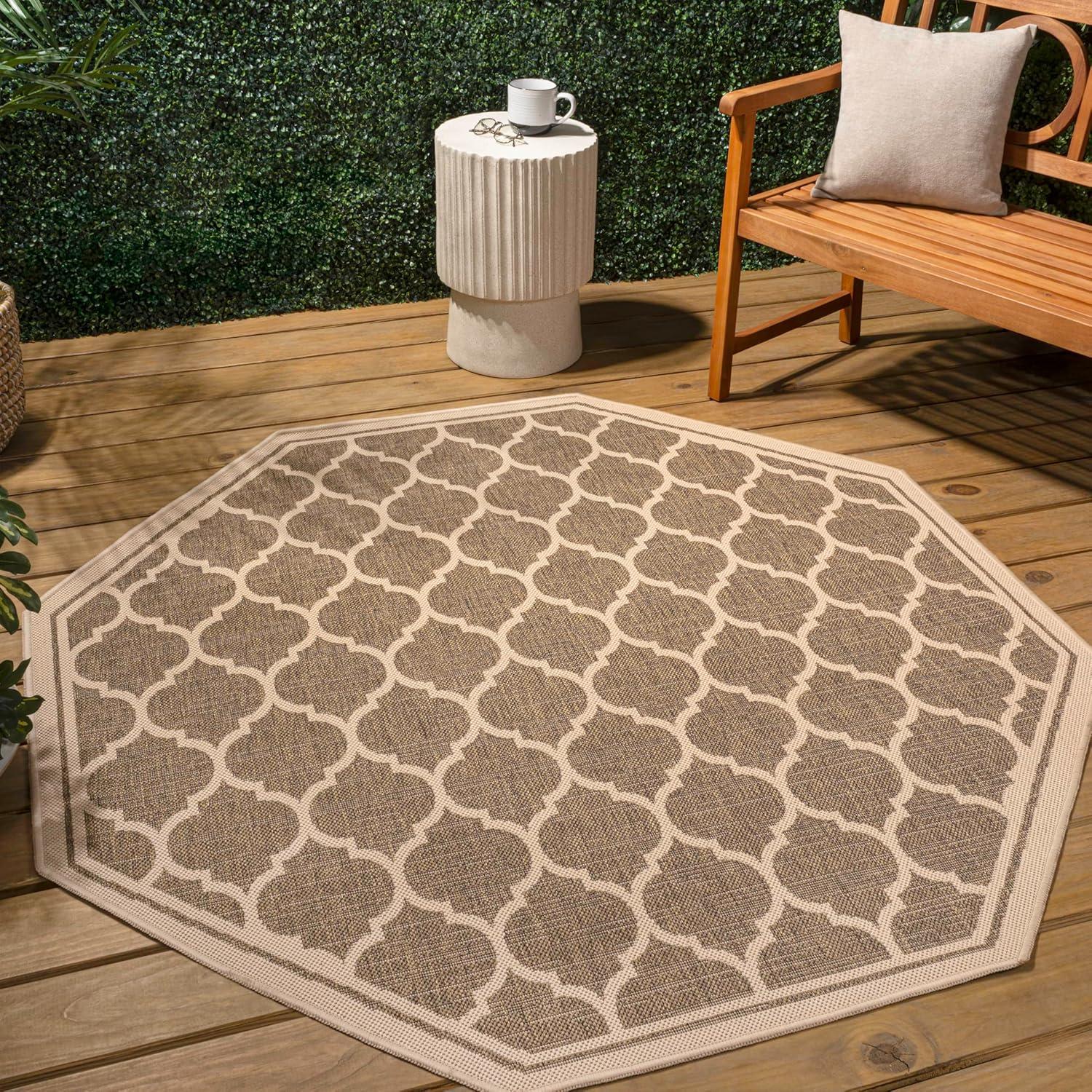 image:imageJONATHAN Y Moroccan Trellis Indoor Outdoor Area Rug 3X5 EspressoTaupe Trebol Textured Weave for Backyard Patio Porch EasyCleaning High Traffic PetFriendly NonShedding SMB109B3BrownBeige