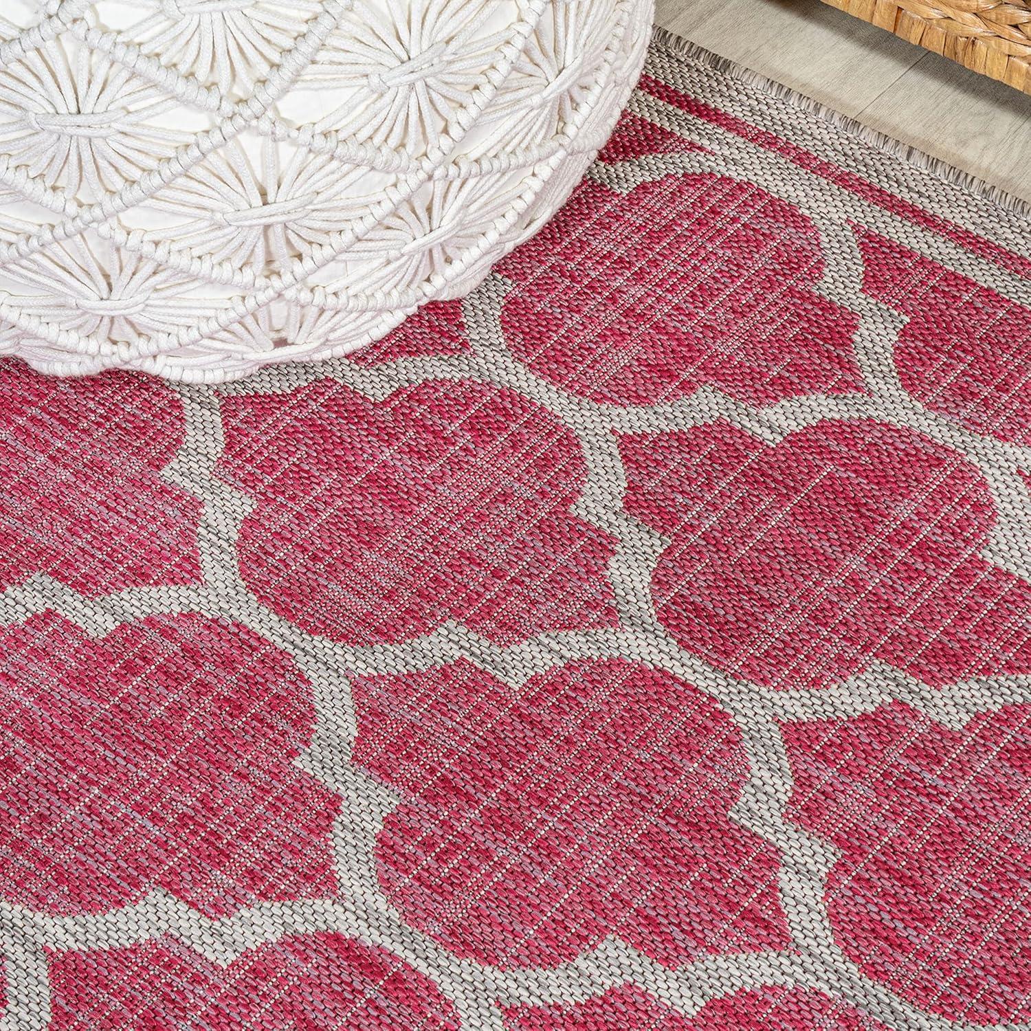 image:imageJONATHAN Y Moroccan Trellis Indoor Outdoor Area Rug 3X5 EspressoTaupe Trebol Textured Weave for Backyard Patio Porch EasyCleaning High Traffic PetFriendly NonShedding SMB109B3FuchsiaLight Gray