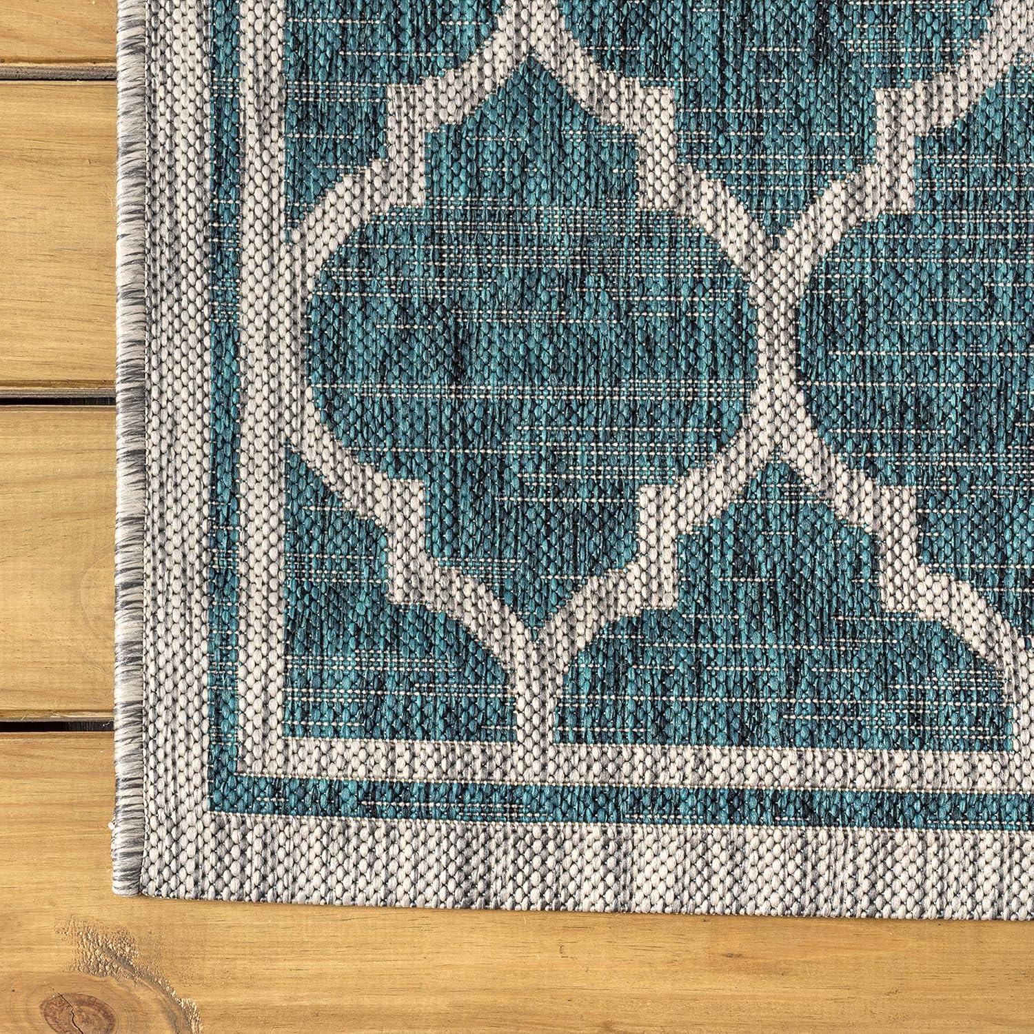 image:imageJONATHAN Y Moroccan Trellis Indoor Outdoor Area Rug 3X5 EspressoTaupe Trebol Textured Weave for Backyard Patio Porch EasyCleaning High Traffic PetFriendly NonShedding SMB109B3TealGray