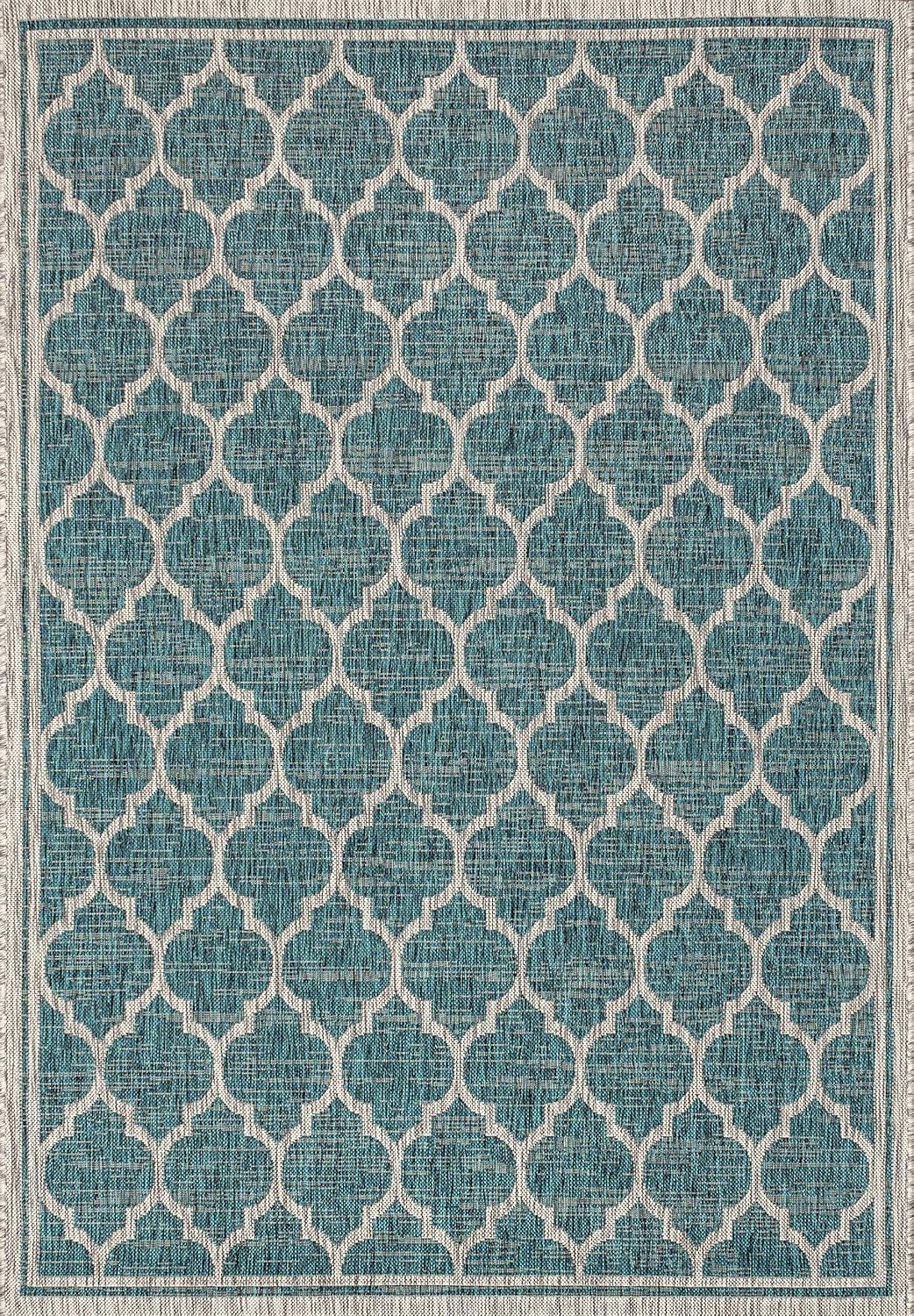 image:imageJONATHAN Y Moroccan Trellis Indoor Outdoor Area Rug 3X5 EspressoTaupe Trebol Textured Weave for Backyard Patio Porch EasyCleaning High Traffic PetFriendly NonShedding SMB109B3TealGray