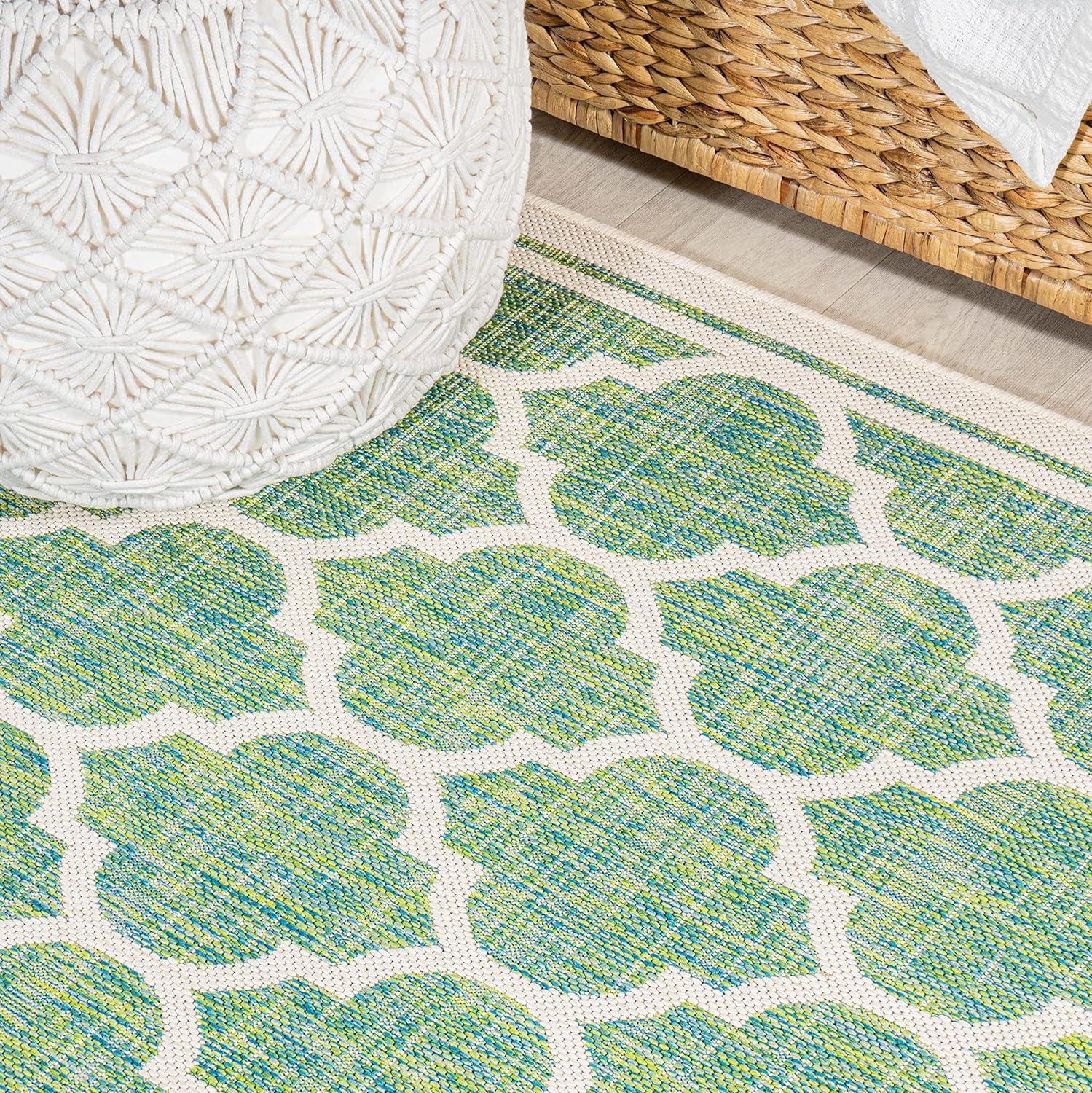 image:imageJONATHAN Y Moroccan Trellis Indoor Outdoor Area Rug 3X5 EspressoTaupe Trebol Textured Weave for Backyard Patio Porch EasyCleaning High Traffic PetFriendly NonShedding SMB109B3CreamGreen