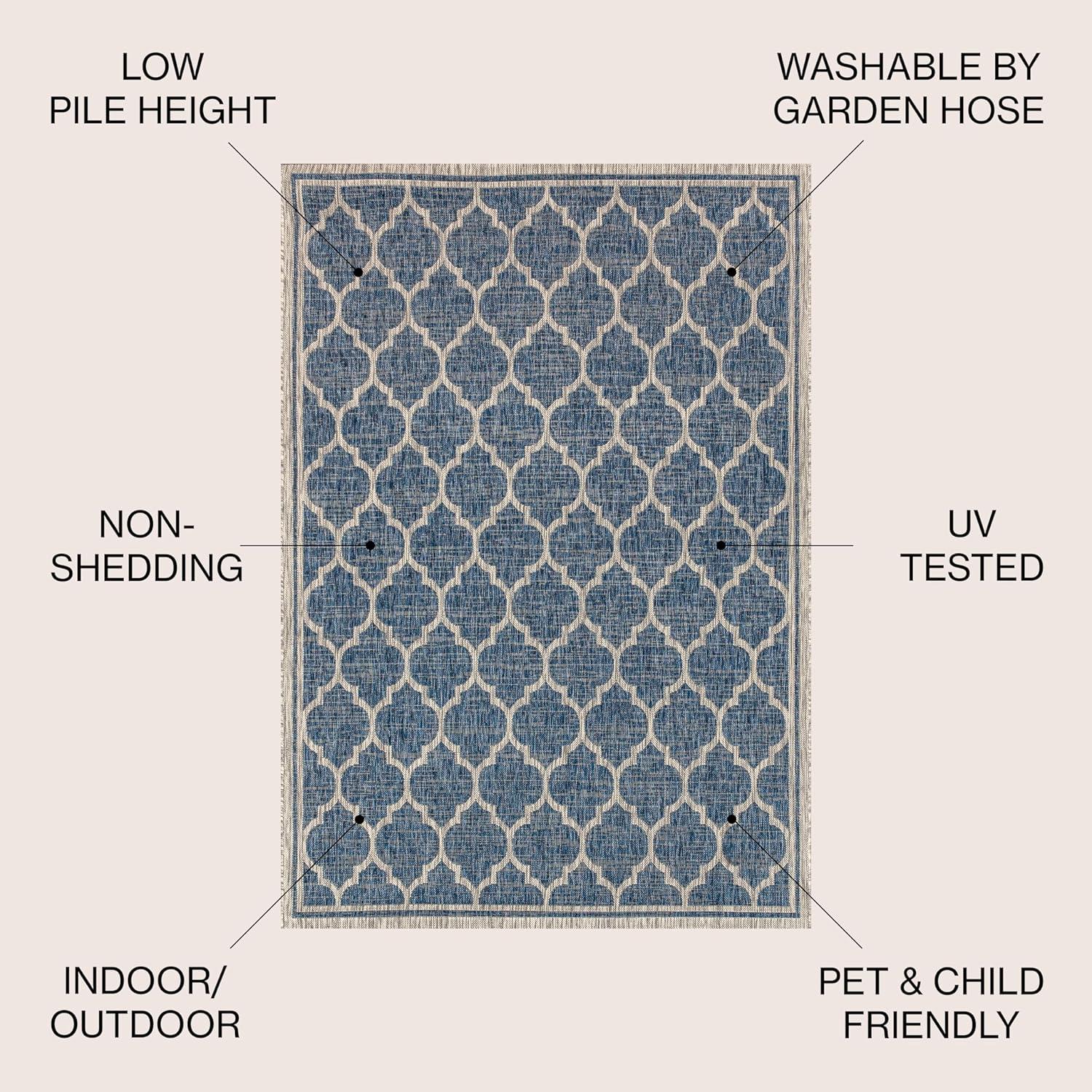 image:imageJONATHAN Y Moroccan Trellis Indoor Outdoor Area Rug 3X5 EspressoTaupe Trebol Textured Weave for Backyard Patio Porch EasyCleaning High Traffic PetFriendly NonShedding SMB109B3NavyGray