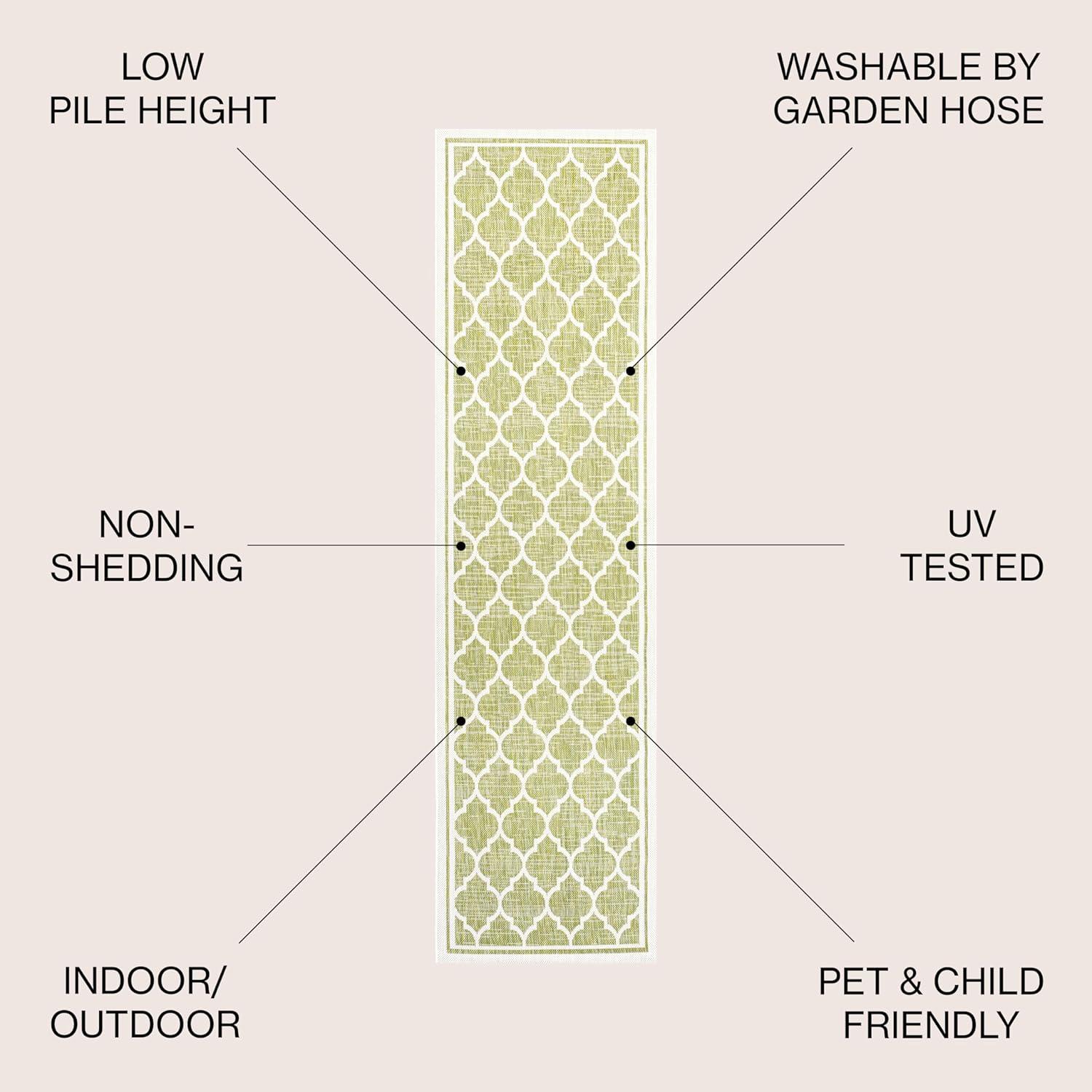 image:imageJONATHAN Y Moroccan Trellis Indoor Outdoor Area Rug 3X5 EspressoTaupe Trebol Textured Weave for Backyard Patio Porch EasyCleaning High Traffic PetFriendly NonShedding SMB109B3GreenCream