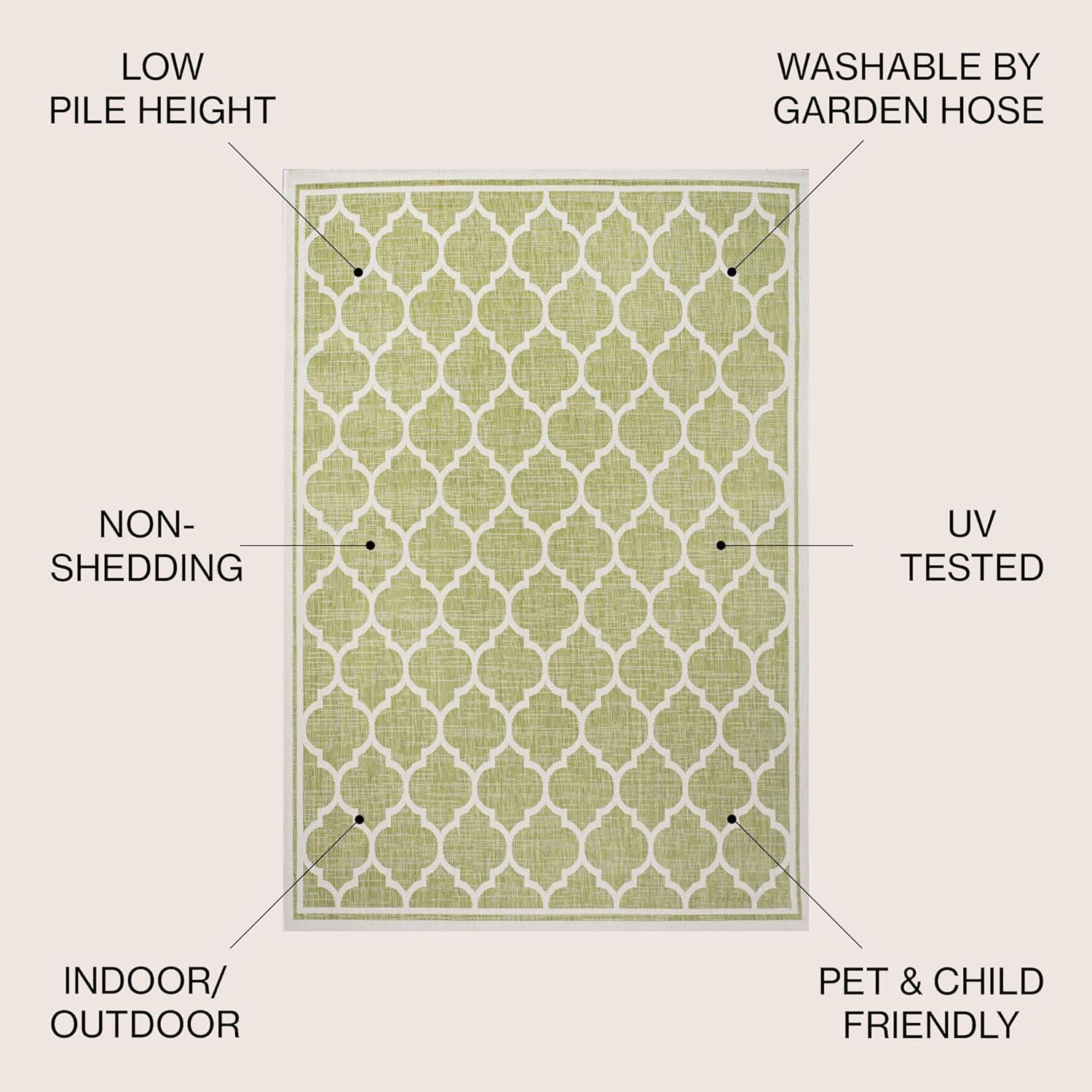 image:imageJONATHAN Y Moroccan Trellis Indoor Outdoor Area Rug 3X5 EspressoTaupe Trebol Textured Weave for Backyard Patio Porch EasyCleaning High Traffic PetFriendly NonShedding SMB109B3GreenCream