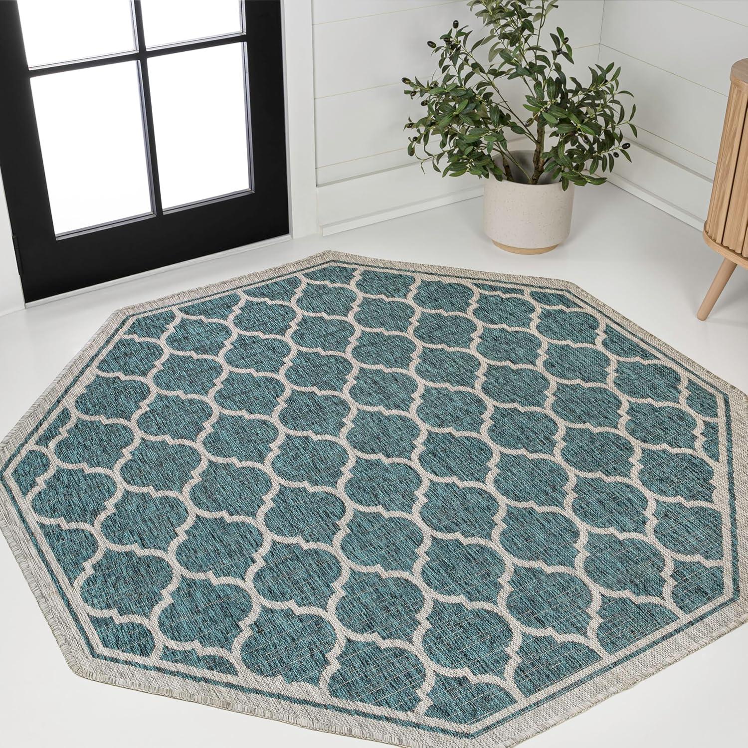 image:imageJONATHAN Y Moroccan Trellis Indoor Outdoor Area Rug 3X5 EspressoTaupe Trebol Textured Weave for Backyard Patio Porch EasyCleaning High Traffic PetFriendly NonShedding SMB109B3TealGray