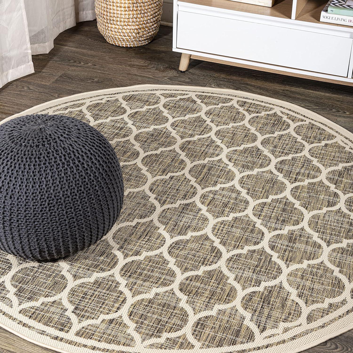 image:imageJONATHAN Y Moroccan Trellis Indoor Outdoor Area Rug 3X5 EspressoTaupe Trebol Textured Weave for Backyard Patio Porch EasyCleaning High Traffic PetFriendly NonShedding SMB109B3BrownBeige