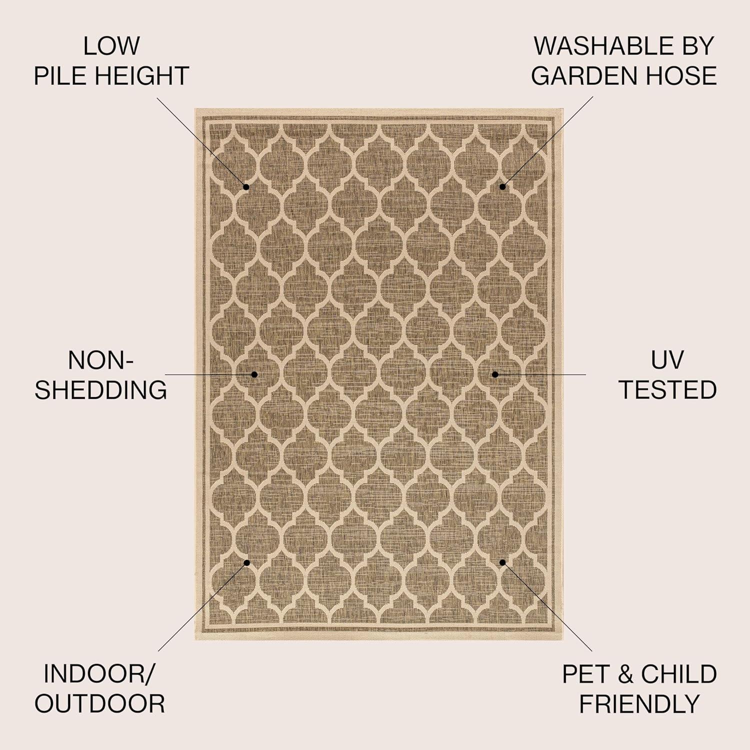 image:imageJONATHAN Y Moroccan Trellis Indoor Outdoor Area Rug 3X5 EspressoTaupe Trebol Textured Weave for Backyard Patio Porch EasyCleaning High Traffic PetFriendly NonShedding SMB109B3BrownBeige