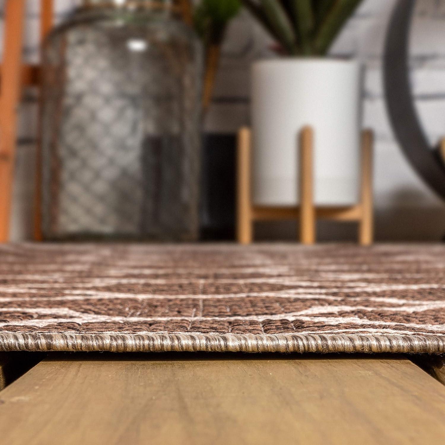 image:imageJONATHAN Y Moroccan Trellis Indoor Outdoor Area Rug 3X5 EspressoTaupe Trebol Textured Weave for Backyard Patio Porch EasyCleaning High Traffic PetFriendly NonShedding SMB109B3EspressoTaupe