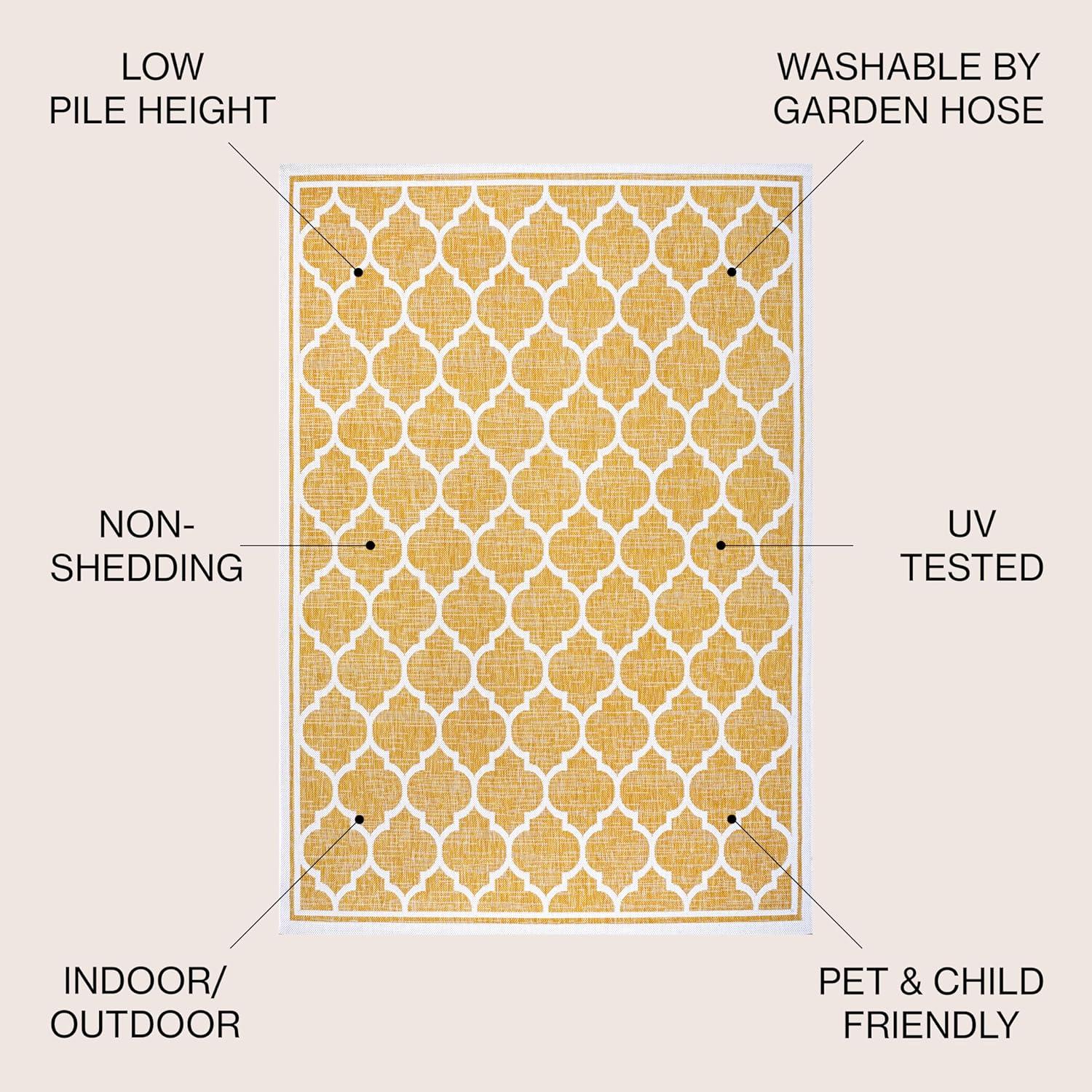 image:imageJONATHAN Y Moroccan Trellis Indoor Outdoor Area Rug 3X5 EspressoTaupe Trebol Textured Weave for Backyard Patio Porch EasyCleaning High Traffic PetFriendly NonShedding SMB109B3YellowCream