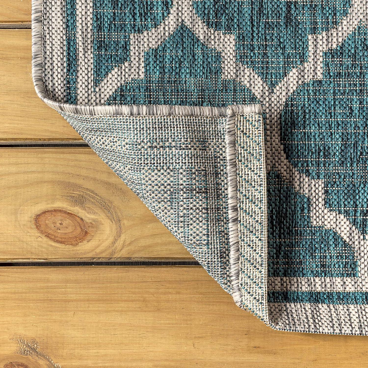 image:imageJONATHAN Y Moroccan Trellis Indoor Outdoor Area Rug 3X5 EspressoTaupe Trebol Textured Weave for Backyard Patio Porch EasyCleaning High Traffic PetFriendly NonShedding SMB109B3TealGray
