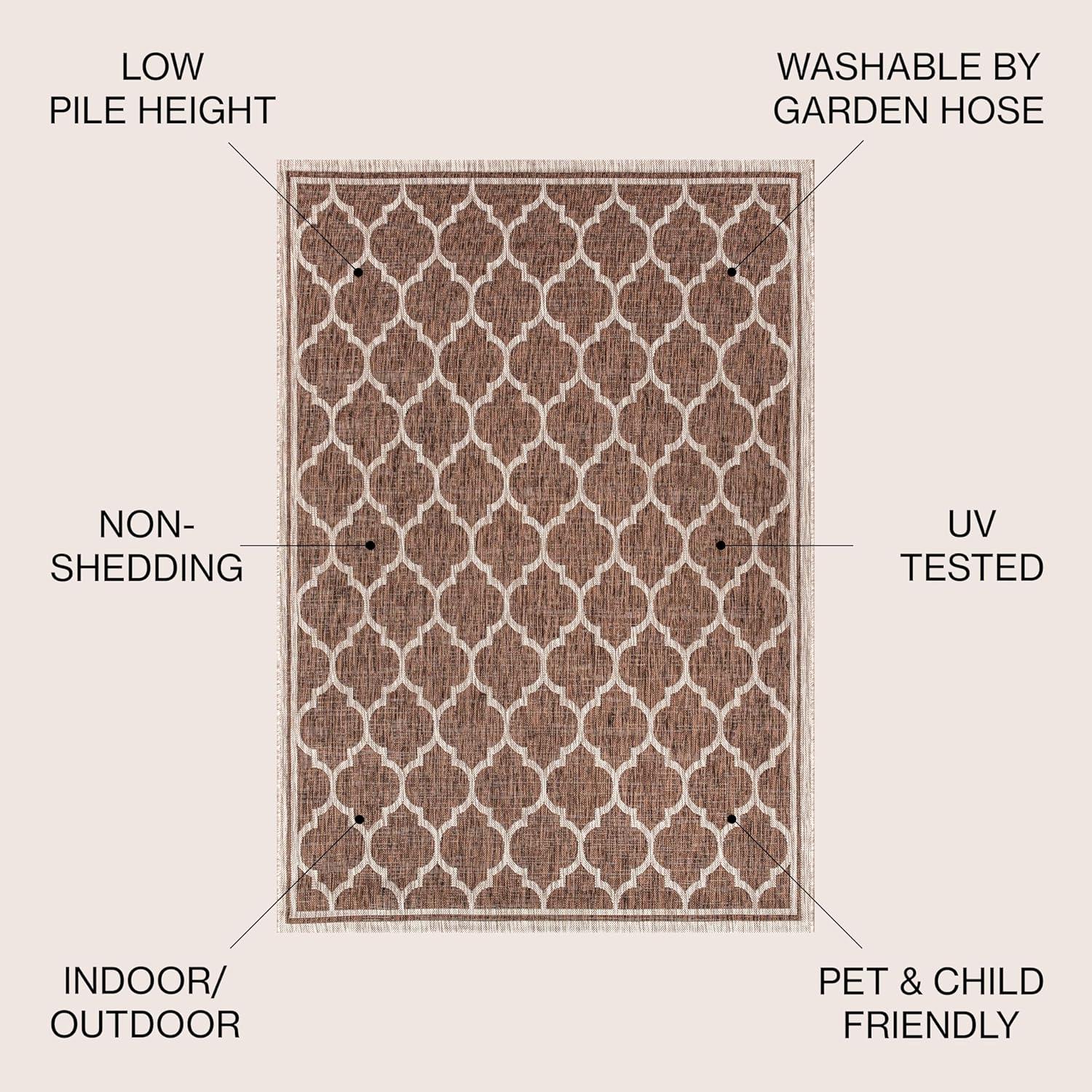 image:imageJONATHAN Y Moroccan Trellis Indoor Outdoor Area Rug 3X5 EspressoTaupe Trebol Textured Weave for Backyard Patio Porch EasyCleaning High Traffic PetFriendly NonShedding SMB109B3EspressoTaupe