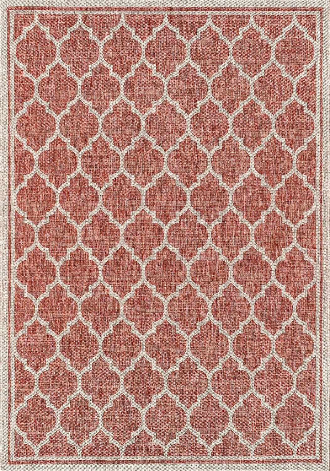 image:imageJONATHAN Y Moroccan Trellis Indoor Outdoor Area Rug 3X5 EspressoTaupe Trebol Textured Weave for Backyard Patio Porch EasyCleaning High Traffic PetFriendly NonShedding SMB109B3RedBeige