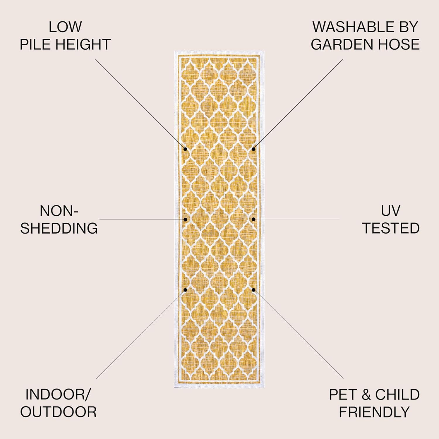 image:imageJONATHAN Y Moroccan Trellis Indoor Outdoor Area Rug 3X5 EspressoTaupe Trebol Textured Weave for Backyard Patio Porch EasyCleaning High Traffic PetFriendly NonShedding SMB109B3YellowCream