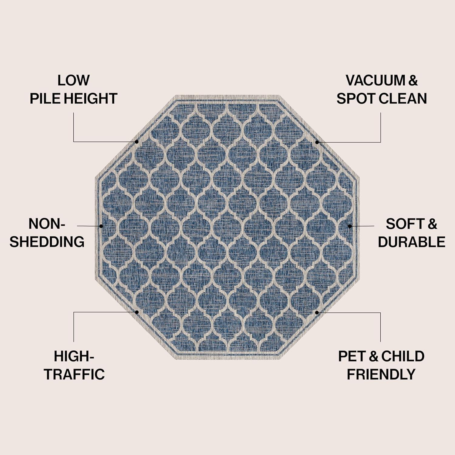 image:imageJONATHAN Y Moroccan Trellis Indoor Outdoor Area Rug 3X5 EspressoTaupe Trebol Textured Weave for Backyard Patio Porch EasyCleaning High Traffic PetFriendly NonShedding SMB109B3NavyGray