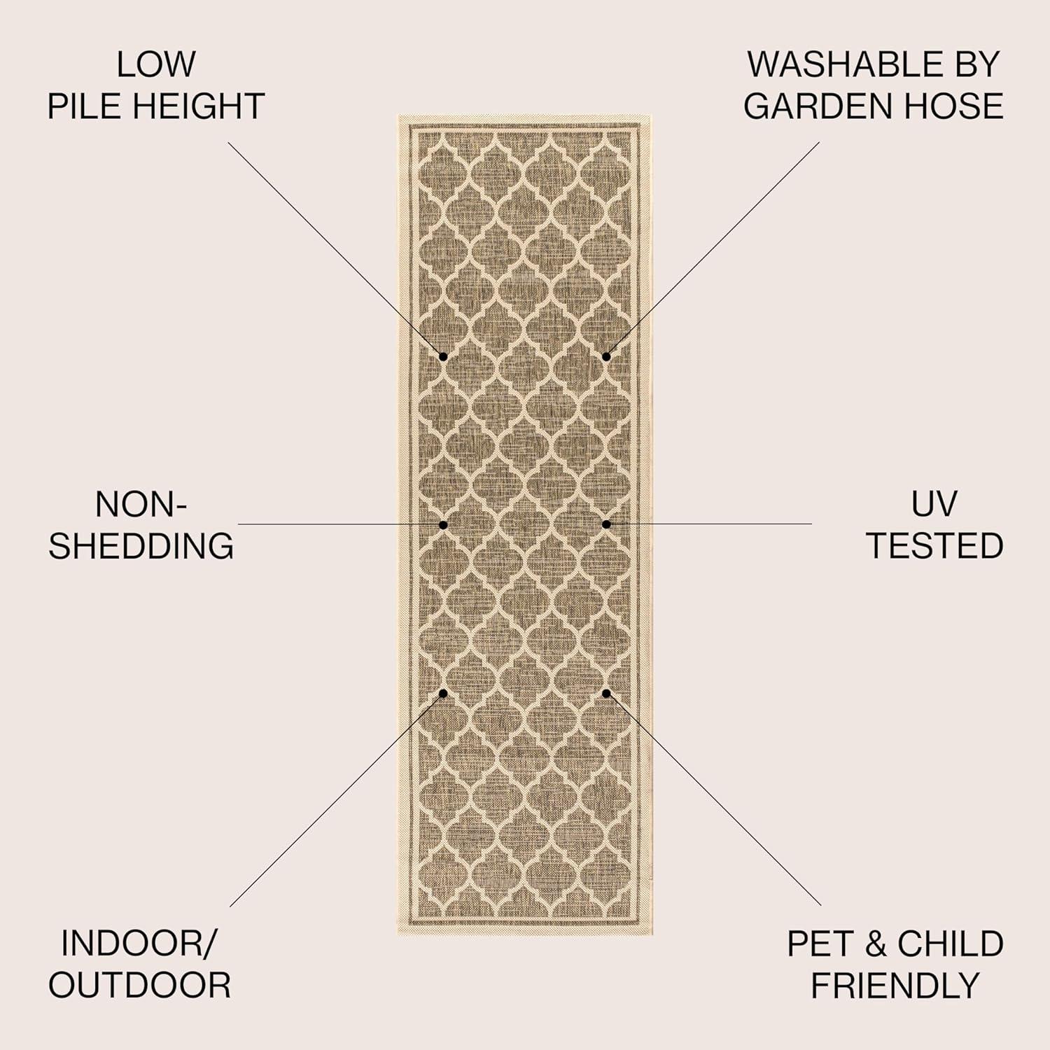 image:imageJONATHAN Y Moroccan Trellis Indoor Outdoor Area Rug 3X5 EspressoTaupe Trebol Textured Weave for Backyard Patio Porch EasyCleaning High Traffic PetFriendly NonShedding SMB109B3BrownBeige