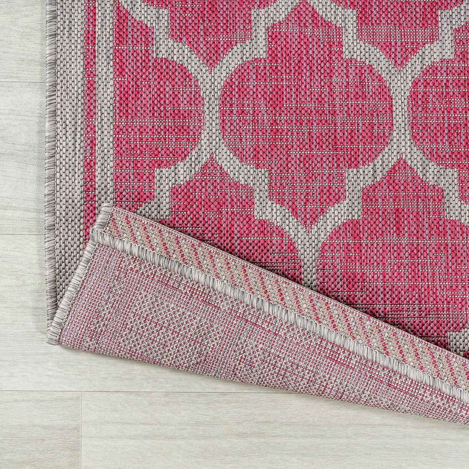 image:imageJONATHAN Y Moroccan Trellis Indoor Outdoor Area Rug 3X5 EspressoTaupe Trebol Textured Weave for Backyard Patio Porch EasyCleaning High Traffic PetFriendly NonShedding SMB109B3FuchsiaLight Gray
