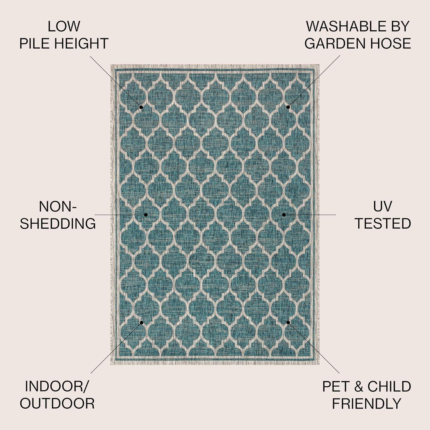 image:imageJONATHAN Y Moroccan Trellis Indoor Outdoor Area Rug 3X5 EspressoTaupe Trebol Textured Weave for Backyard Patio Porch EasyCleaning High Traffic PetFriendly NonShedding SMB109B3TealGray