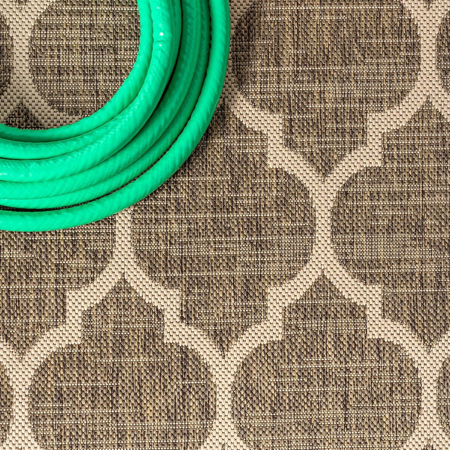 image:imageJONATHAN Y Moroccan Trellis Indoor Outdoor Area Rug 3X5 EspressoTaupe Trebol Textured Weave for Backyard Patio Porch EasyCleaning High Traffic PetFriendly NonShedding SMB109B3BrownBeige