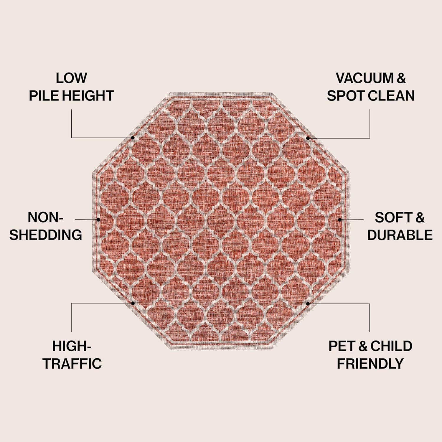 image:imageJONATHAN Y Moroccan Trellis Indoor Outdoor Area Rug 3X5 EspressoTaupe Trebol Textured Weave for Backyard Patio Porch EasyCleaning High Traffic PetFriendly NonShedding SMB109B3RedBeige