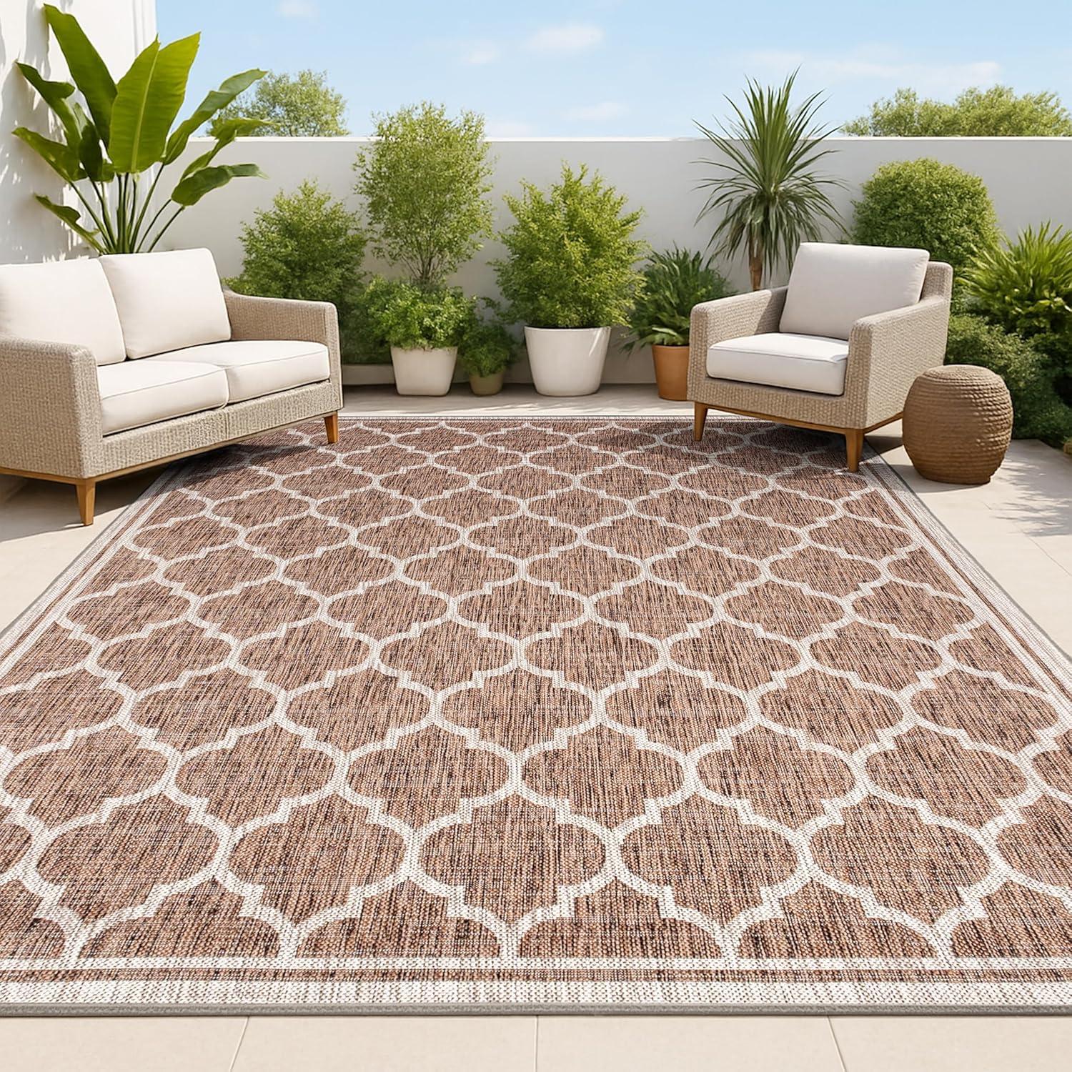 image:imageJONATHAN Y Moroccan Trellis Indoor Outdoor Area Rug 3X5 EspressoTaupe Trebol Textured Weave for Backyard Patio Porch EasyCleaning High Traffic PetFriendly NonShedding SMB109B3EspressoTaupe