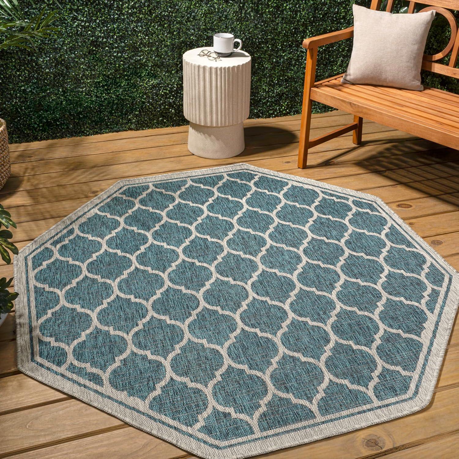 image:imageJONATHAN Y Moroccan Trellis Indoor Outdoor Area Rug 3X5 EspressoTaupe Trebol Textured Weave for Backyard Patio Porch EasyCleaning High Traffic PetFriendly NonShedding SMB109B3TealGray