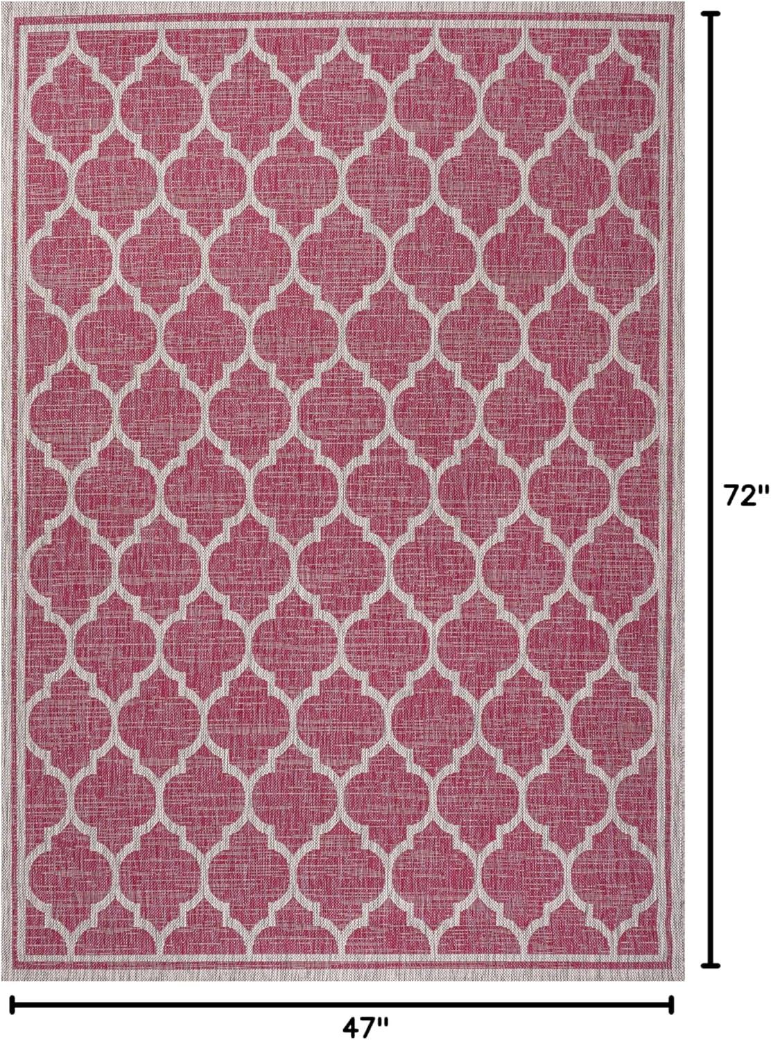 image:imageJONATHAN Y Moroccan Trellis Indoor Outdoor Area Rug 3X5 EspressoTaupe Trebol Textured Weave for Backyard Patio Porch EasyCleaning High Traffic PetFriendly NonShedding SMB109B3FuchsiaLight Gray