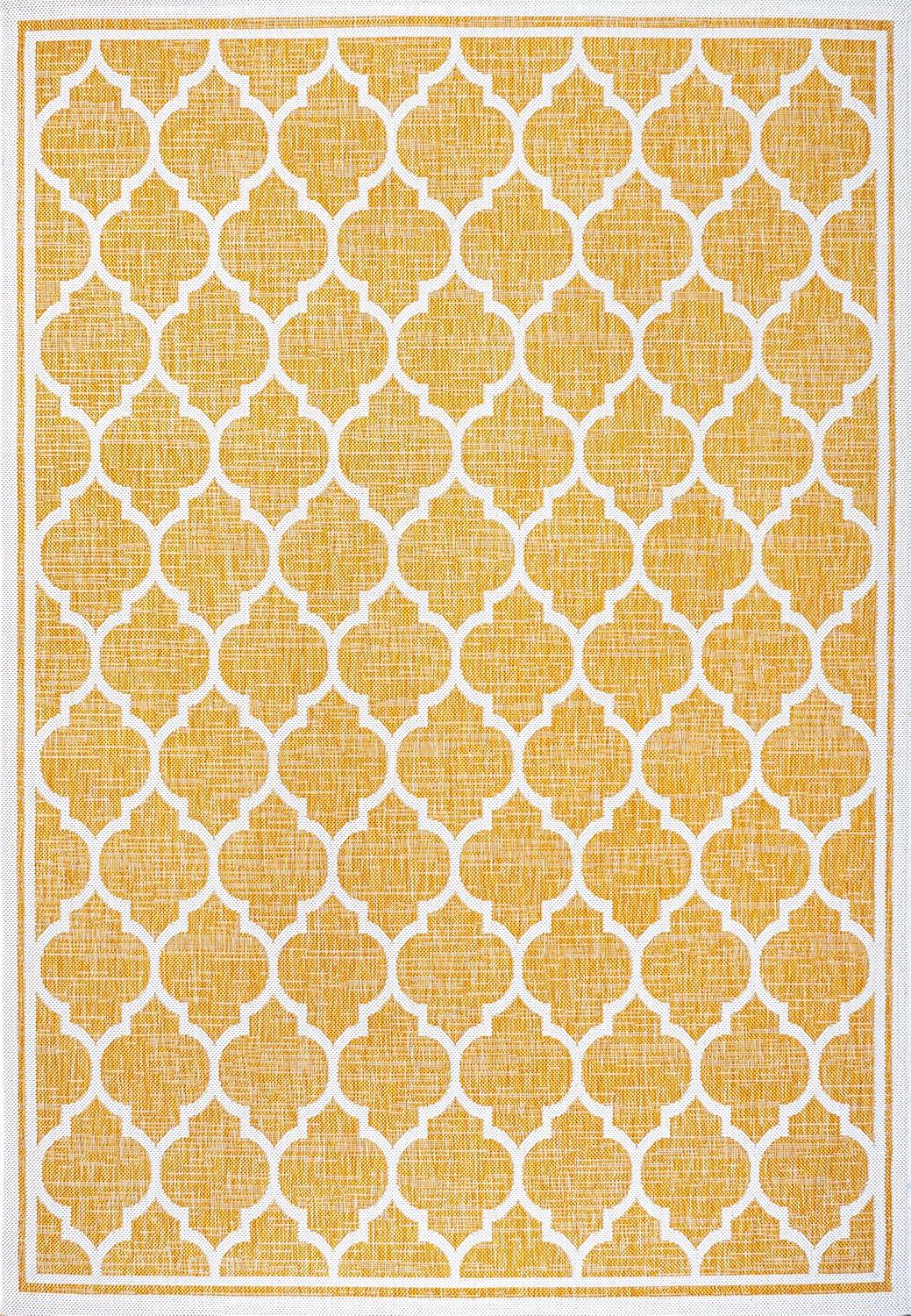 image:imageJONATHAN Y Moroccan Trellis Indoor Outdoor Area Rug 3X5 EspressoTaupe Trebol Textured Weave for Backyard Patio Porch EasyCleaning High Traffic PetFriendly NonShedding SMB109B3YellowCream