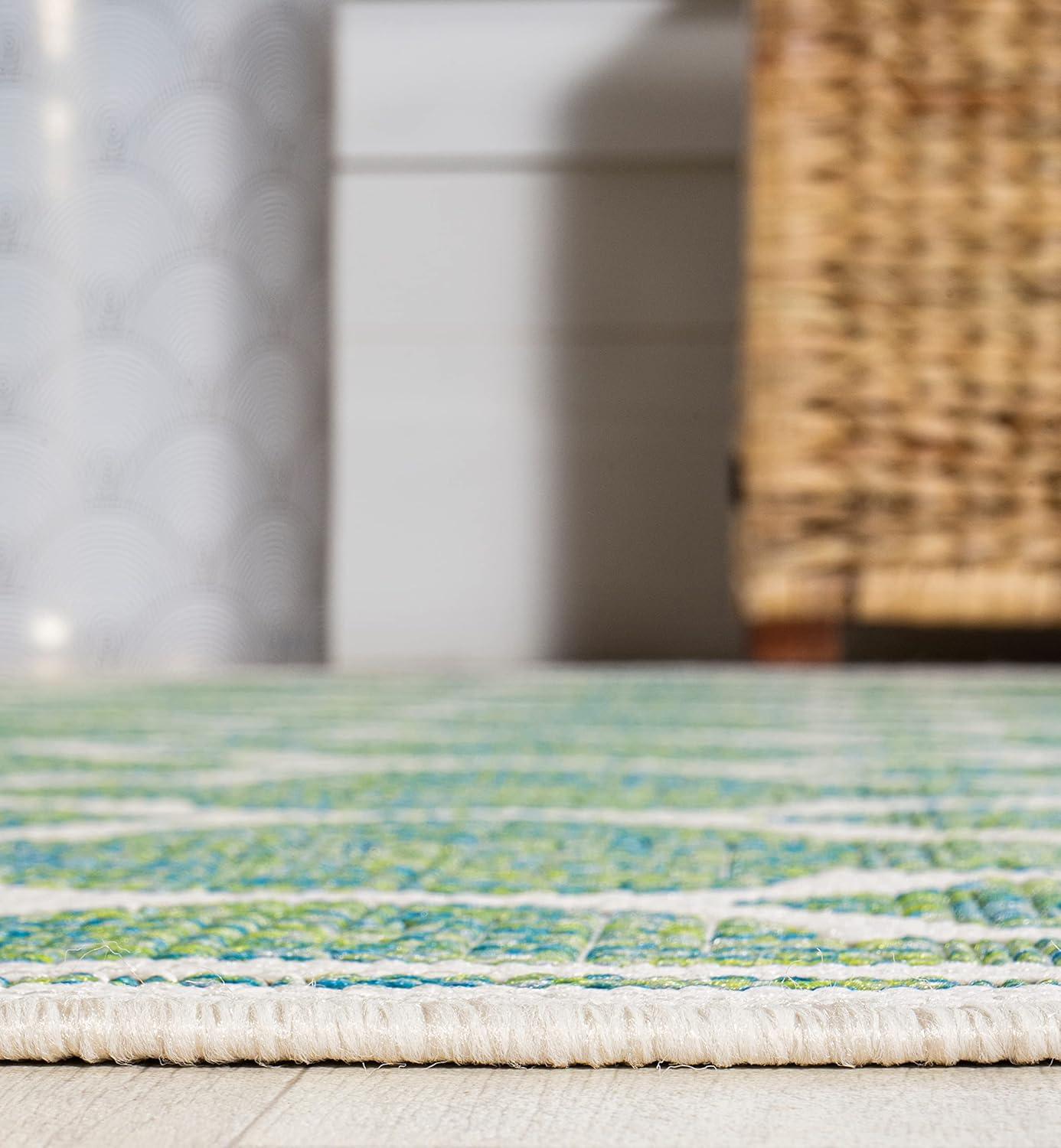 image:imageJONATHAN Y Moroccan Trellis Indoor Outdoor Area Rug 3X5 EspressoTaupe Trebol Textured Weave for Backyard Patio Porch EasyCleaning High Traffic PetFriendly NonShedding SMB109B3CreamGreen