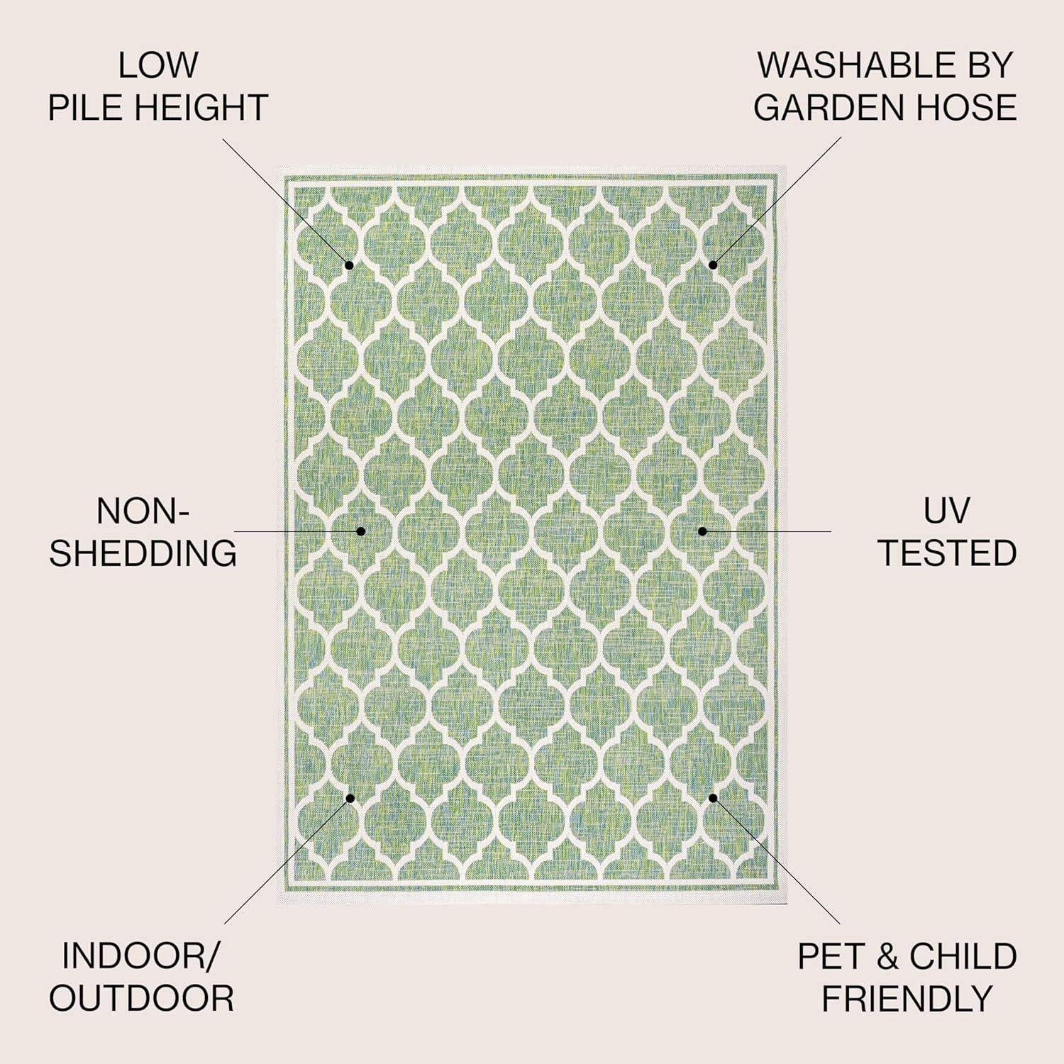 image:imageJONATHAN Y Moroccan Trellis Indoor Outdoor Area Rug 3X5 EspressoTaupe Trebol Textured Weave for Backyard Patio Porch EasyCleaning High Traffic PetFriendly NonShedding SMB109B3CreamGreen