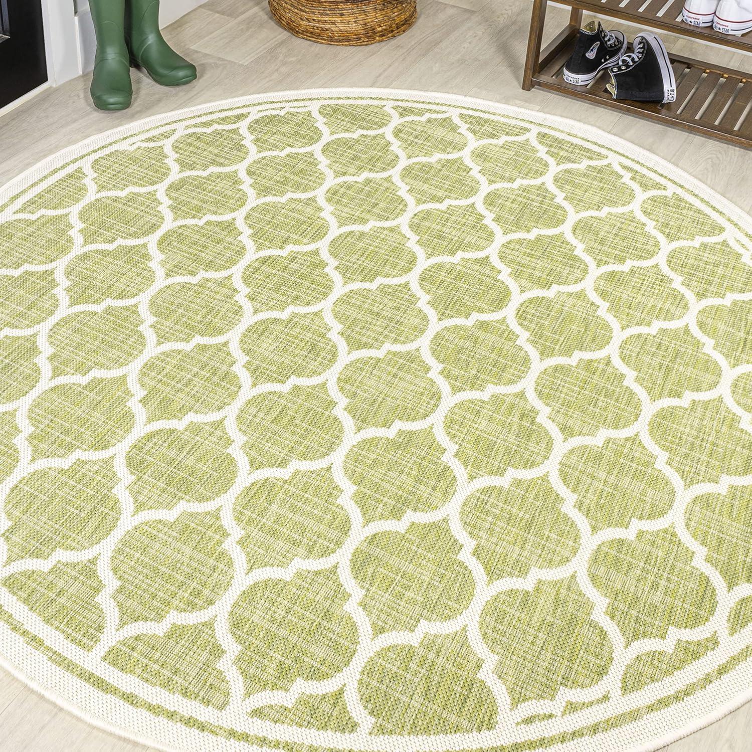 image:imageJONATHAN Y Moroccan Trellis Indoor Outdoor Area Rug 3X5 EspressoTaupe Trebol Textured Weave for Backyard Patio Porch EasyCleaning High Traffic PetFriendly NonShedding SMB109B3GreenCream