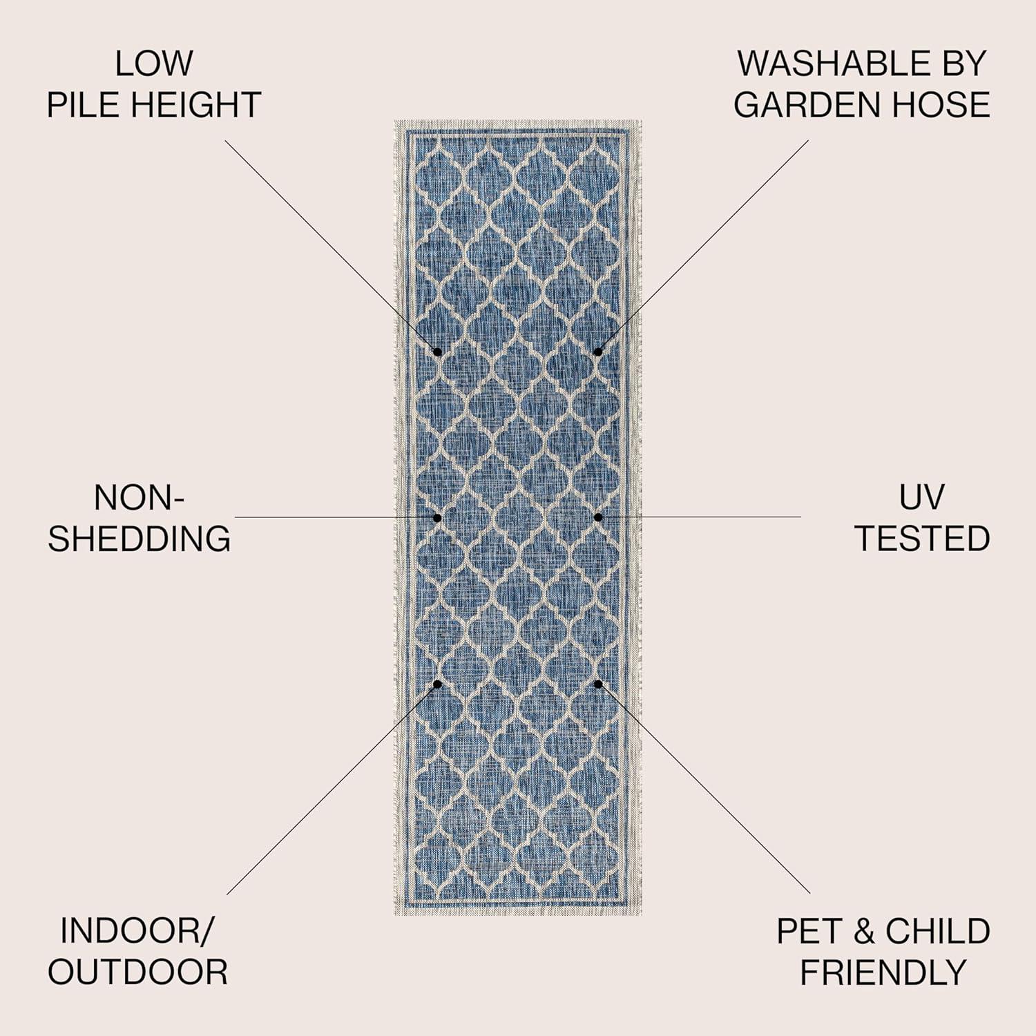 image:imageJONATHAN Y Moroccan Trellis Indoor Outdoor Area Rug 3X5 EspressoTaupe Trebol Textured Weave for Backyard Patio Porch EasyCleaning High Traffic PetFriendly NonShedding SMB109B3NavyGray