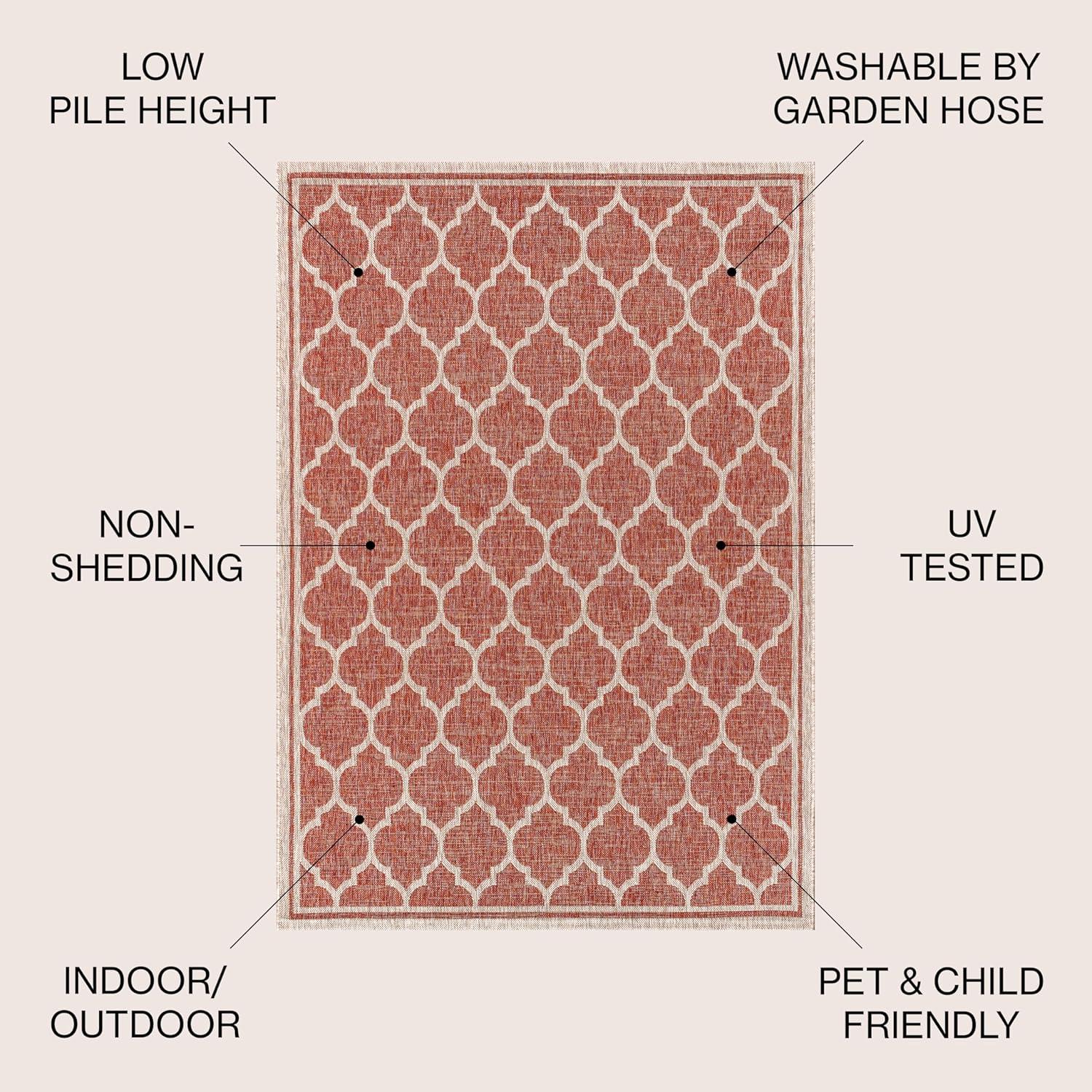 image:imageJONATHAN Y Moroccan Trellis Indoor Outdoor Area Rug 3X5 EspressoTaupe Trebol Textured Weave for Backyard Patio Porch EasyCleaning High Traffic PetFriendly NonShedding SMB109B3RedBeige