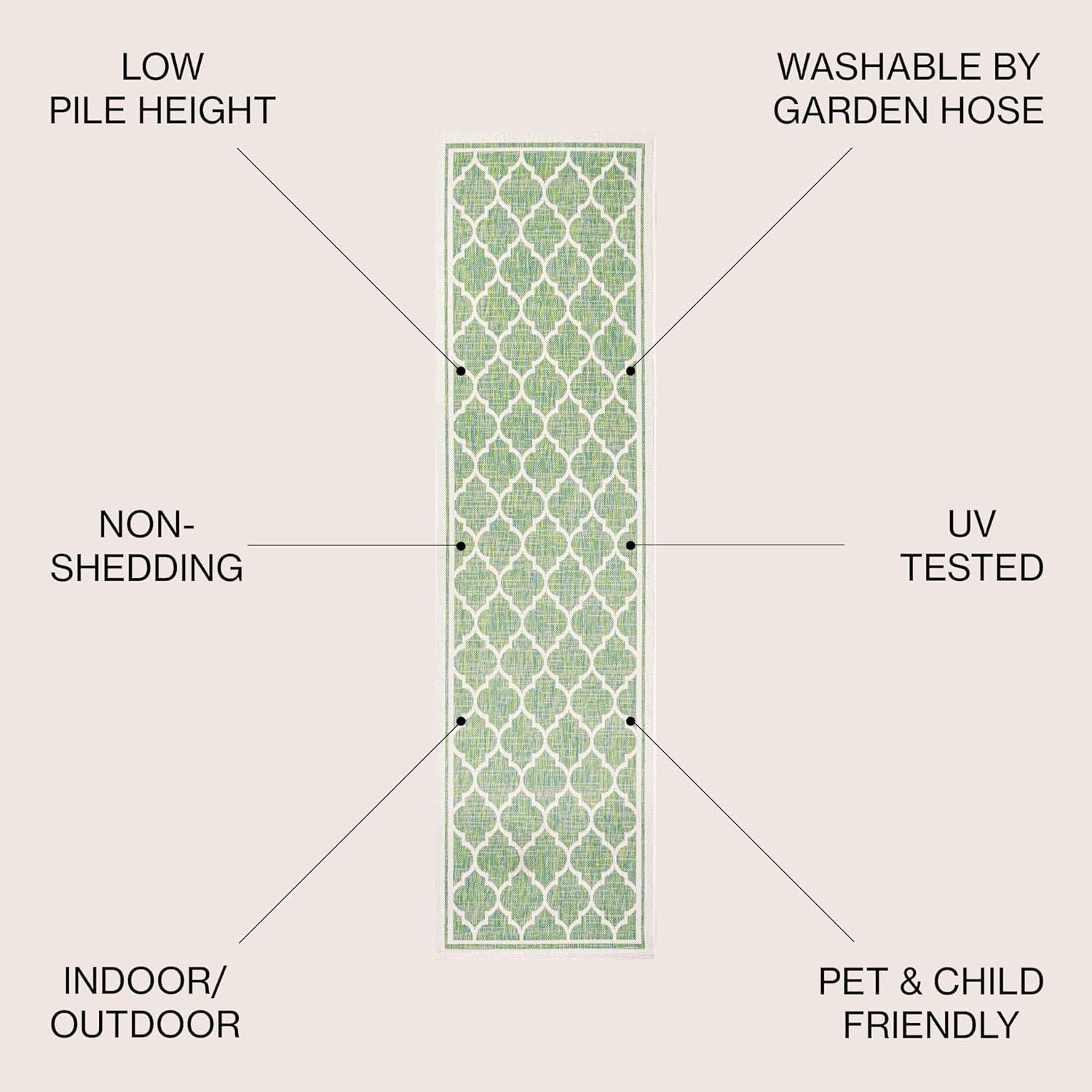 image:imageJONATHAN Y Moroccan Trellis Indoor Outdoor Area Rug 3X5 EspressoTaupe Trebol Textured Weave for Backyard Patio Porch EasyCleaning High Traffic PetFriendly NonShedding SMB109B3CreamGreen
