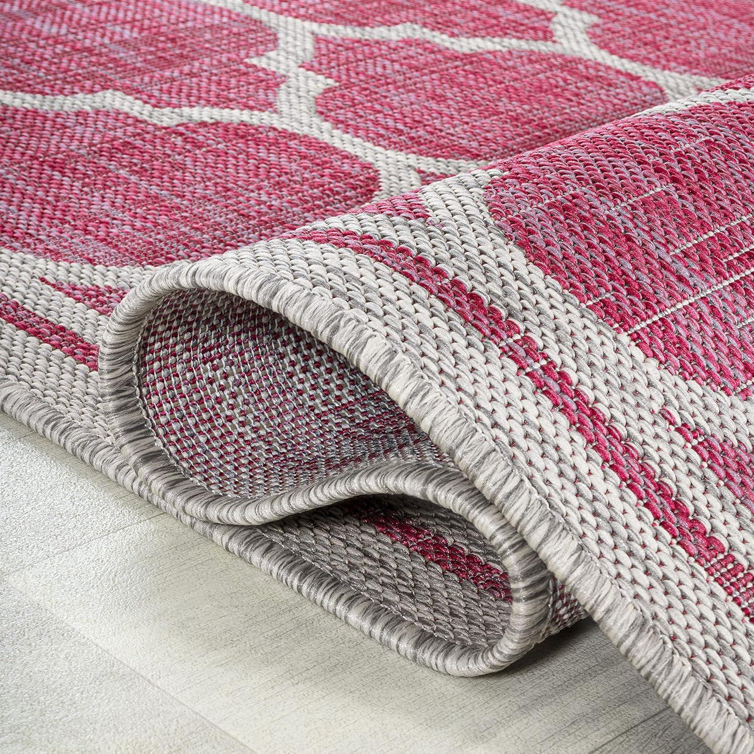 image:imageJONATHAN Y Moroccan Trellis Indoor Outdoor Area Rug 3X5 EspressoTaupe Trebol Textured Weave for Backyard Patio Porch EasyCleaning High Traffic PetFriendly NonShedding SMB109B3FuchsiaLight Gray