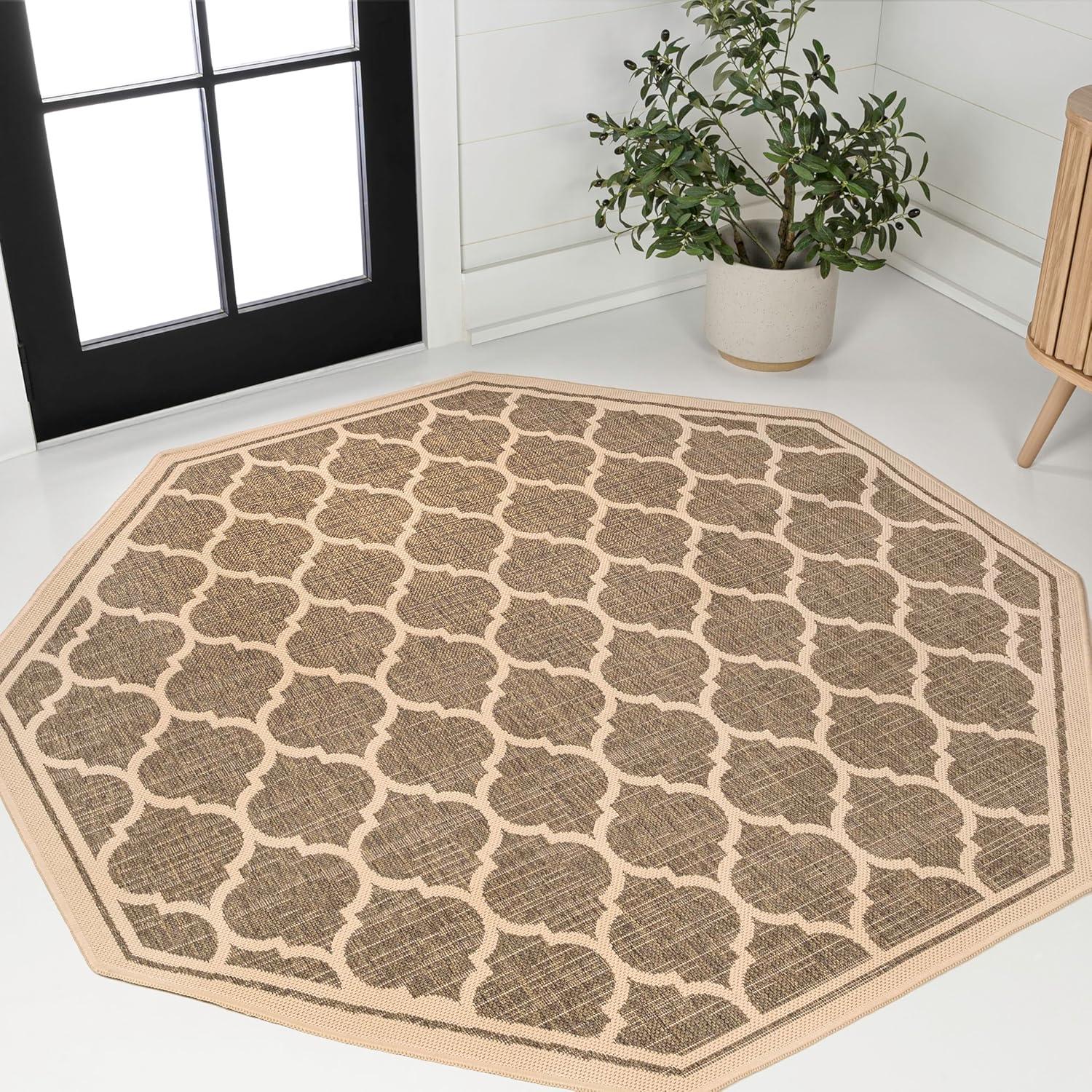 image:imageJONATHAN Y Moroccan Trellis Indoor Outdoor Area Rug 3X5 EspressoTaupe Trebol Textured Weave for Backyard Patio Porch EasyCleaning High Traffic PetFriendly NonShedding SMB109B3BrownBeige