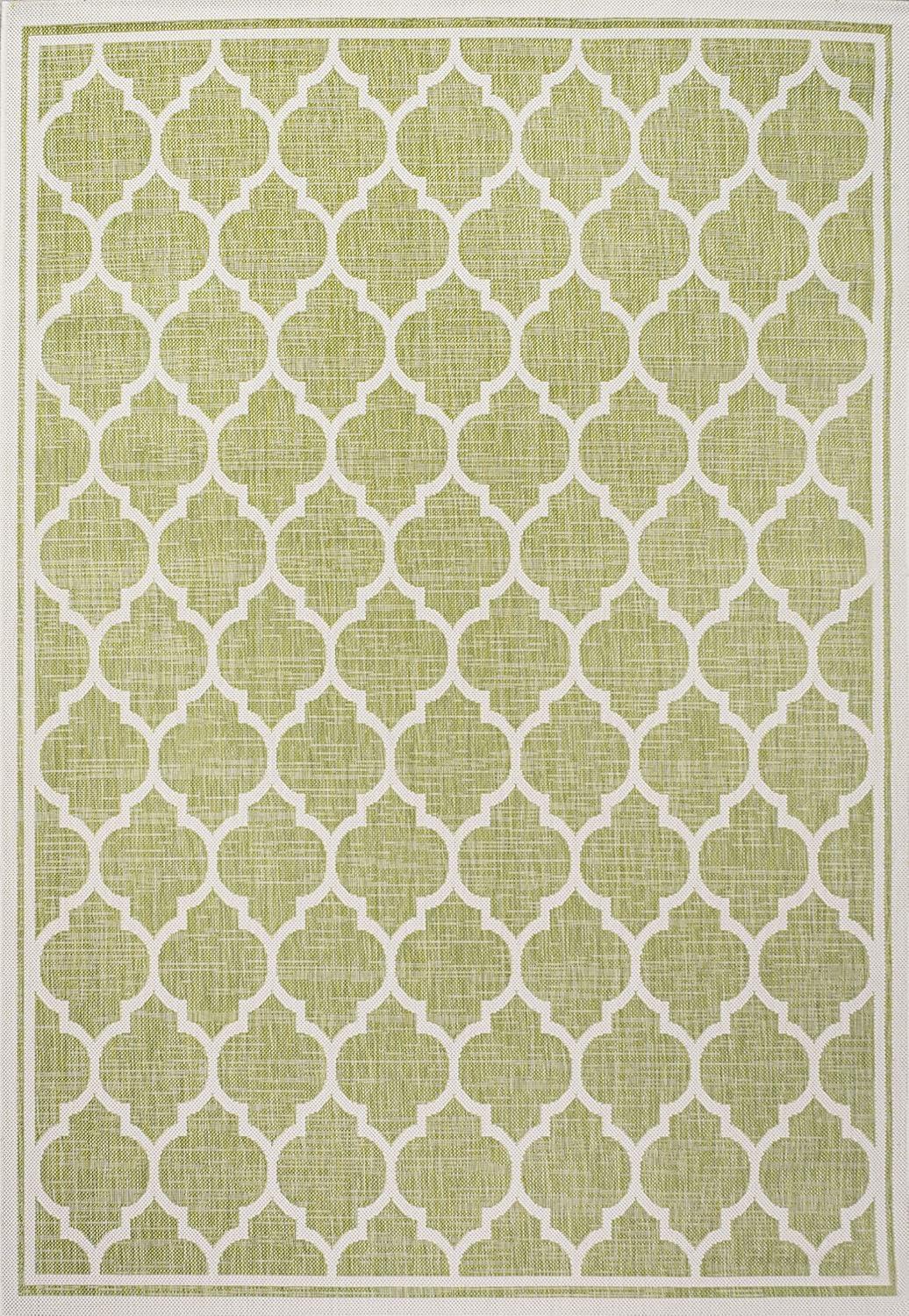 image:imageJONATHAN Y Moroccan Trellis Indoor Outdoor Area Rug 3X5 EspressoTaupe Trebol Textured Weave for Backyard Patio Porch EasyCleaning High Traffic PetFriendly NonShedding SMB109B3GreenCream