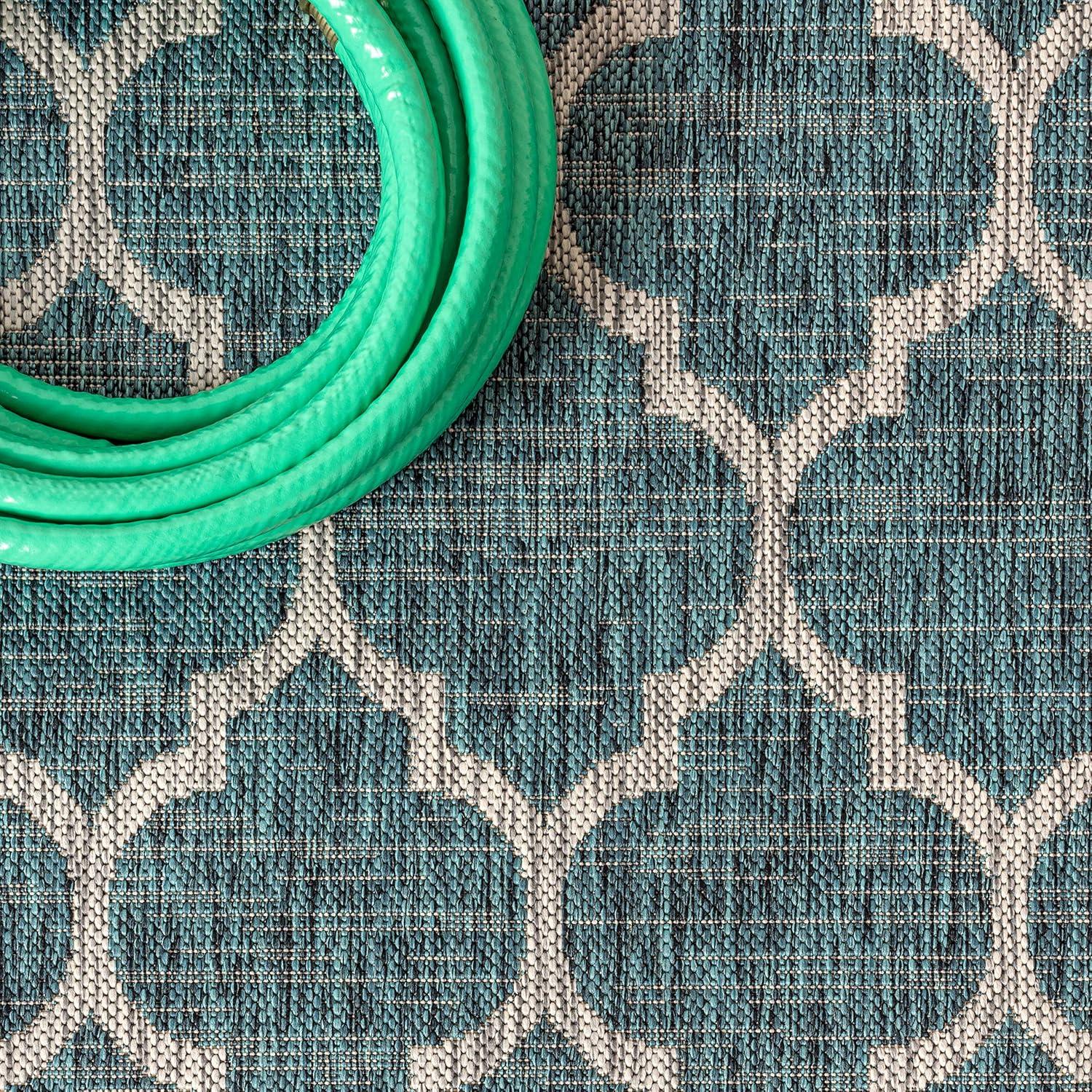 image:imageJONATHAN Y Moroccan Trellis Indoor Outdoor Area Rug 3X5 EspressoTaupe Trebol Textured Weave for Backyard Patio Porch EasyCleaning High Traffic PetFriendly NonShedding SMB109B3TealGray