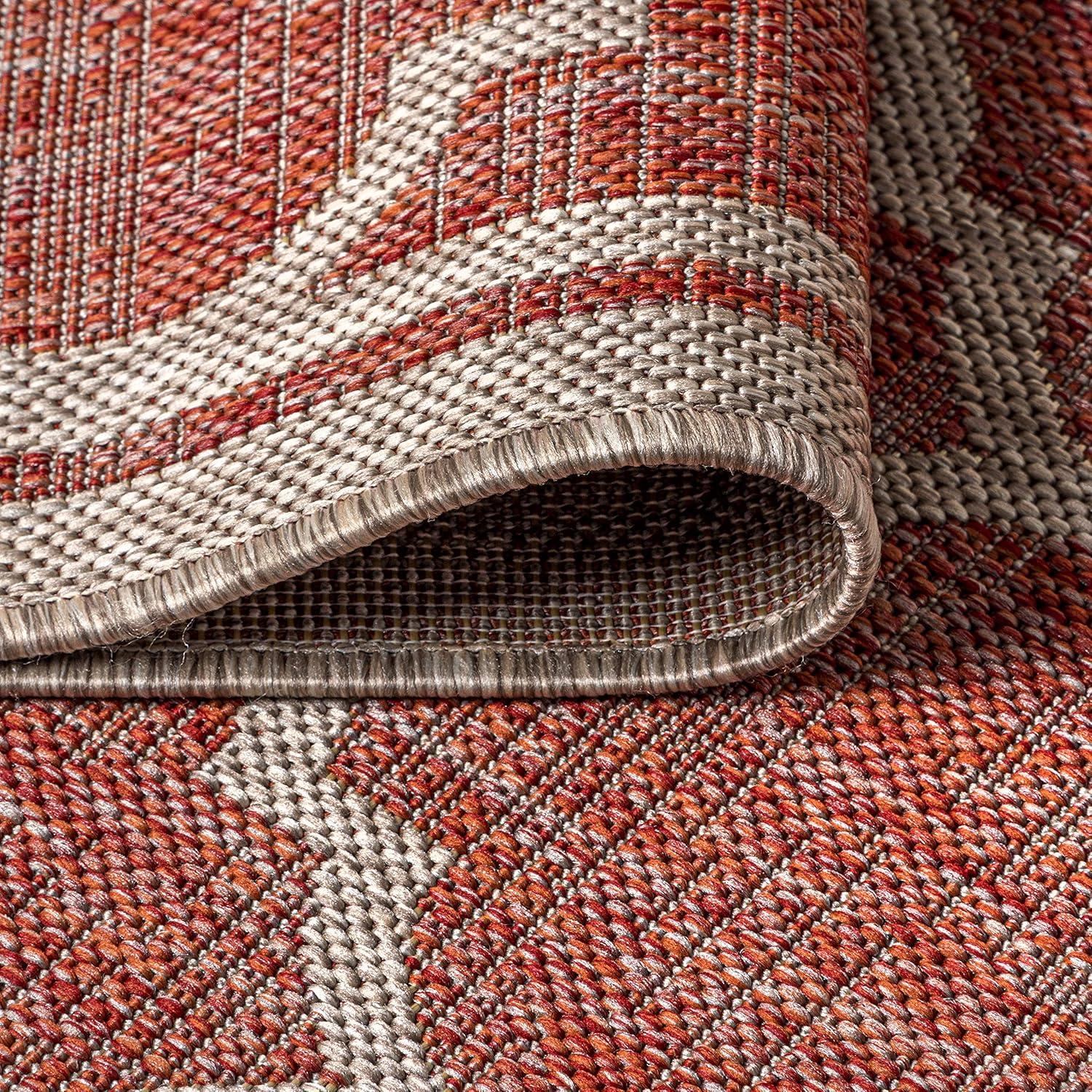 image:imageJONATHAN Y Moroccan Trellis Indoor Outdoor Area Rug 3X5 EspressoTaupe Trebol Textured Weave for Backyard Patio Porch EasyCleaning High Traffic PetFriendly NonShedding SMB109B3RedBeige