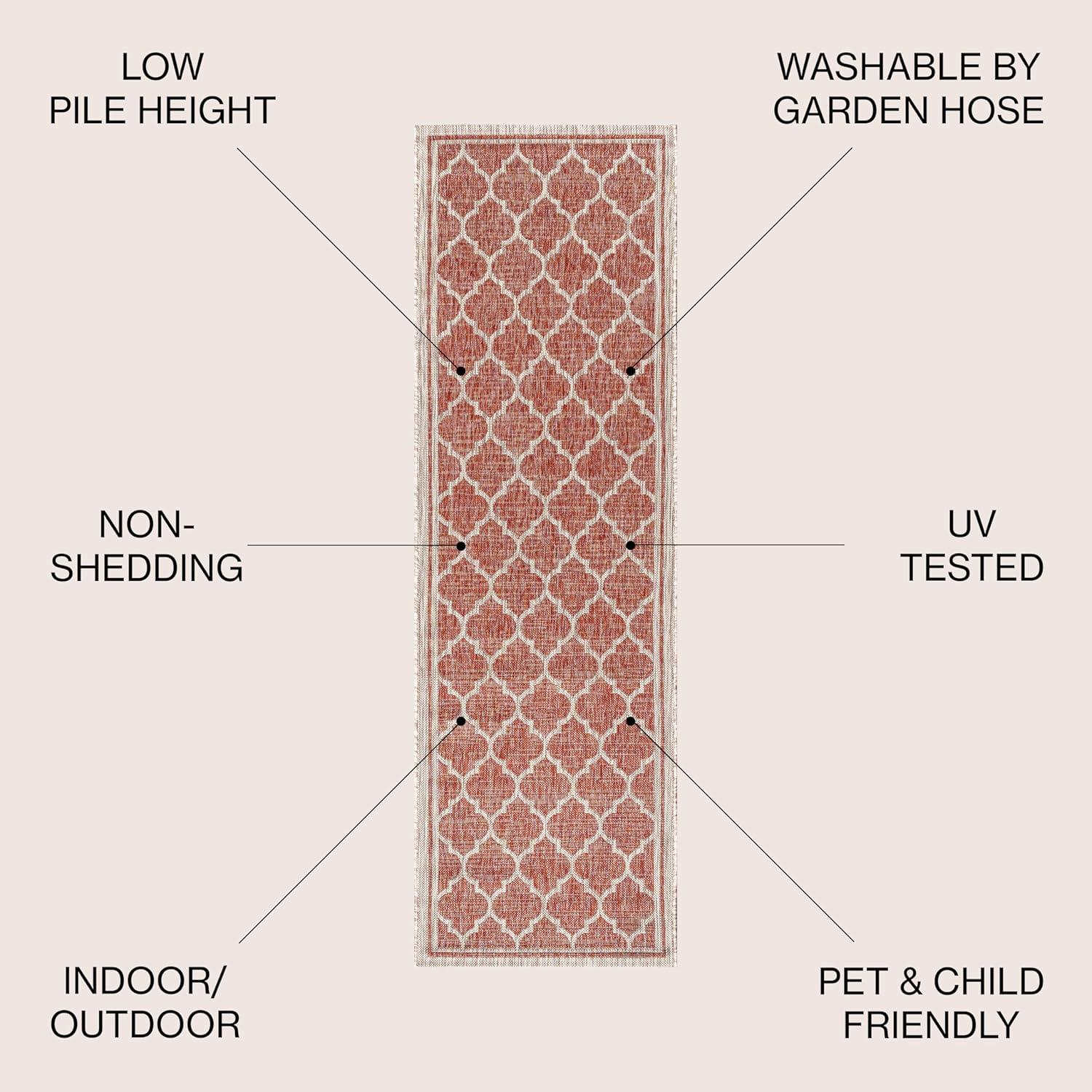 image:imageJONATHAN Y Moroccan Trellis Indoor Outdoor Area Rug 3X5 EspressoTaupe Trebol Textured Weave for Backyard Patio Porch EasyCleaning High Traffic PetFriendly NonShedding SMB109B3RedBeige
