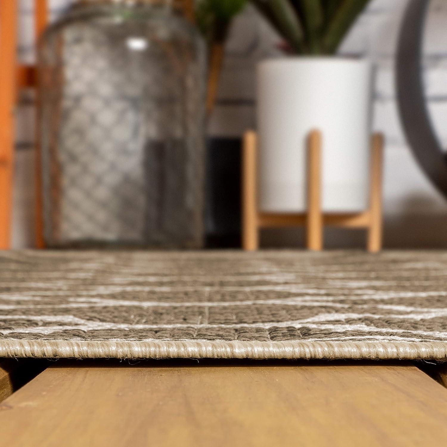 image:imageJONATHAN Y Moroccan Trellis Indoor Outdoor Area Rug 3X5 EspressoTaupe Trebol Textured Weave for Backyard Patio Porch EasyCleaning High Traffic PetFriendly NonShedding SMB109B3BrownBeige