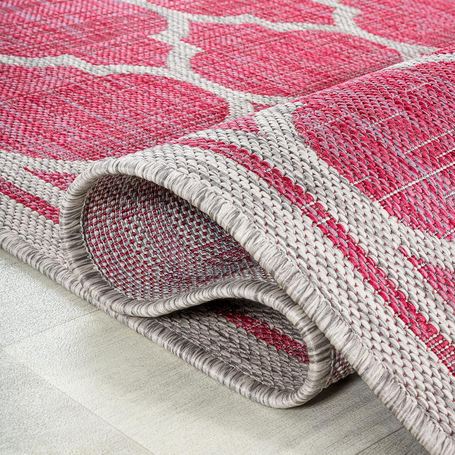 image:imageJONATHAN Y Moroccan Trellis Indoor Outdoor Area Rug 3X5 EspressoTaupe Trebol Textured Weave for Backyard Patio Porch EasyCleaning High Traffic PetFriendly NonShedding SMB109B3FuchsiaLight Gray
