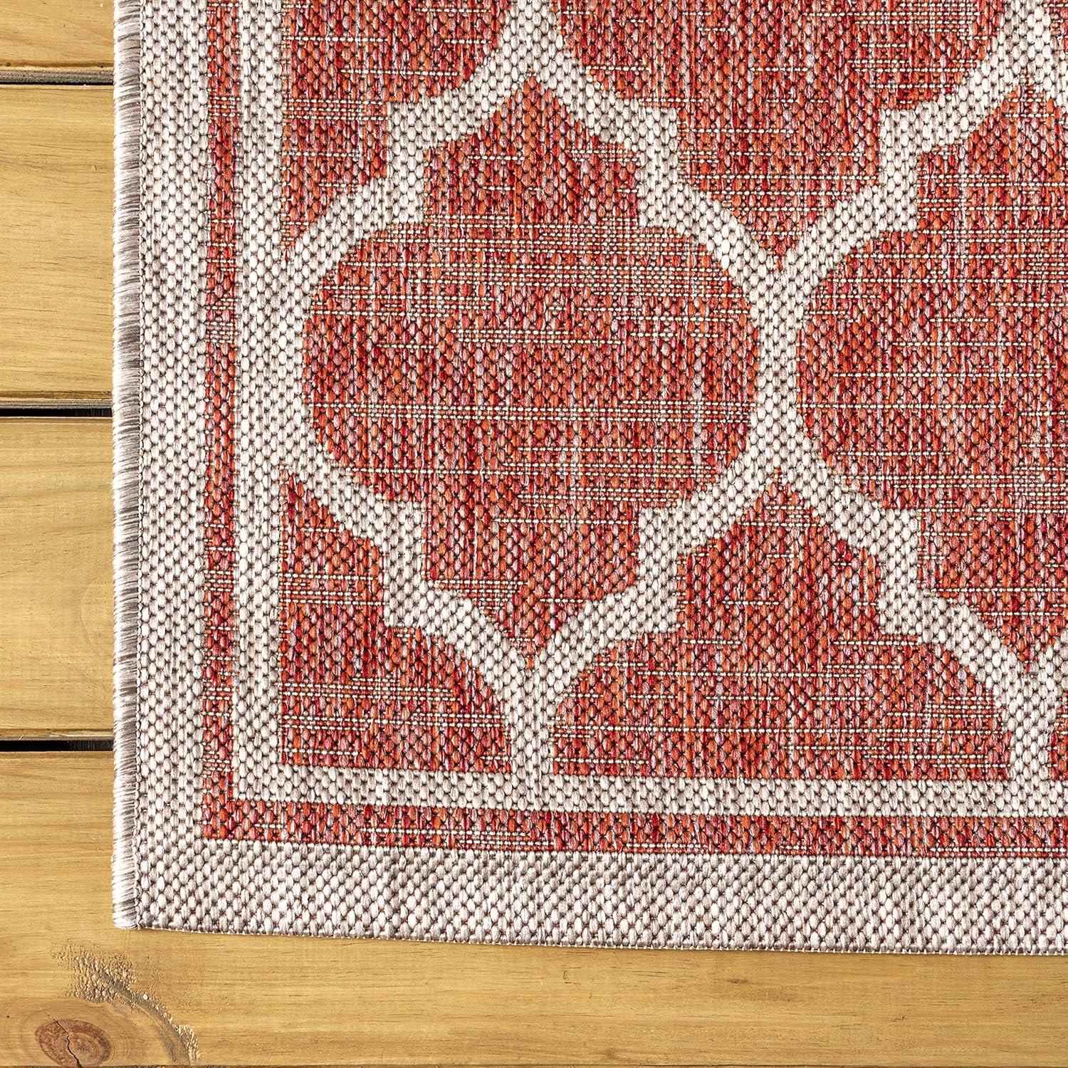 image:imageJONATHAN Y Moroccan Trellis Indoor Outdoor Area Rug 3X5 EspressoTaupe Trebol Textured Weave for Backyard Patio Porch EasyCleaning High Traffic PetFriendly NonShedding SMB109B3RedBeige