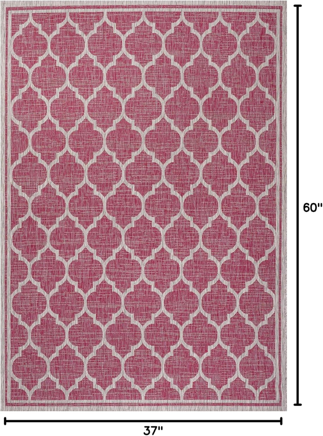 image:imageJONATHAN Y Moroccan Trellis Indoor Outdoor Area Rug 3X5 EspressoTaupe Trebol Textured Weave for Backyard Patio Porch EasyCleaning High Traffic PetFriendly NonShedding SMB109B3FuchsiaLight Gray