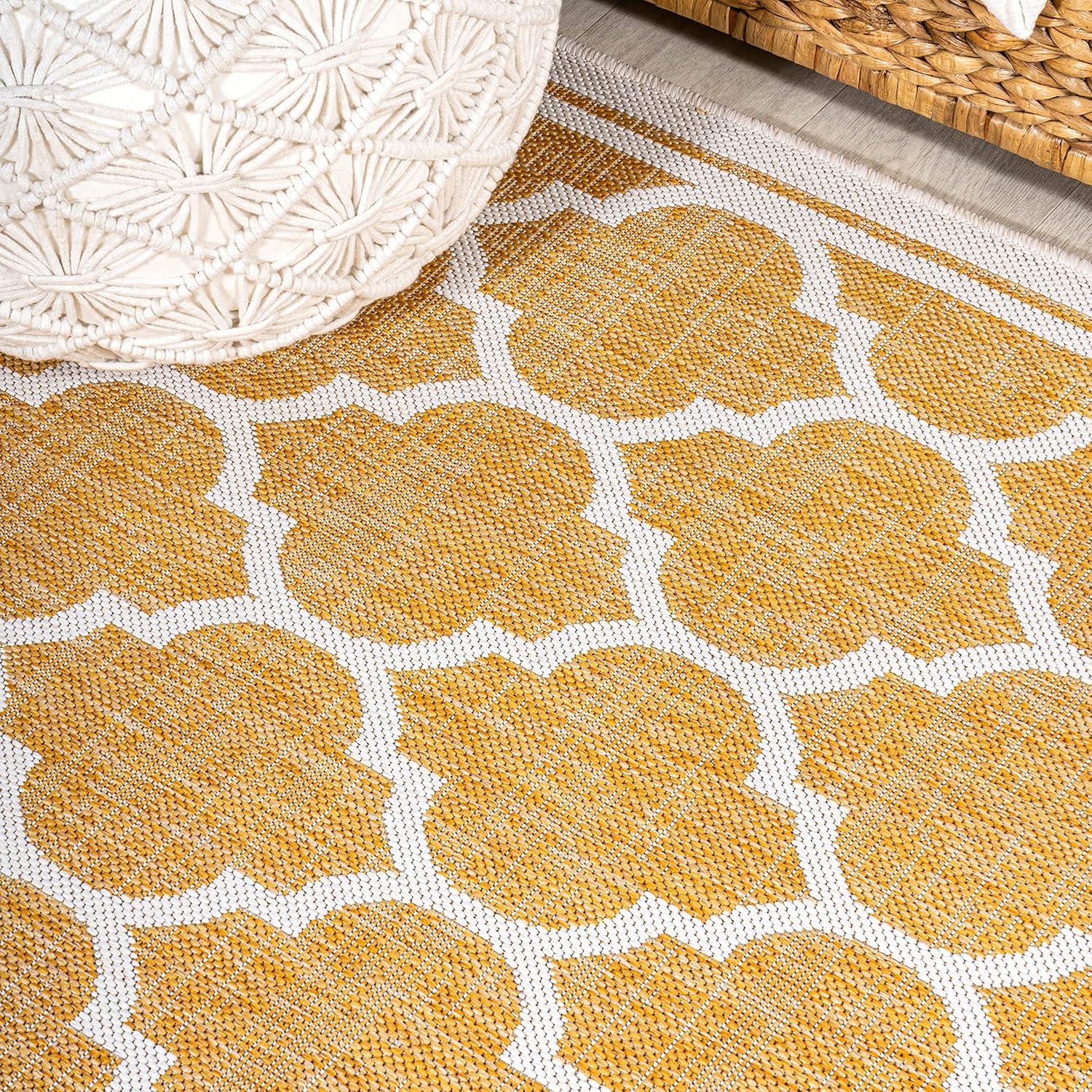 image:imageJONATHAN Y Moroccan Trellis Indoor Outdoor Area Rug 3X5 EspressoTaupe Trebol Textured Weave for Backyard Patio Porch EasyCleaning High Traffic PetFriendly NonShedding SMB109B3YellowCream