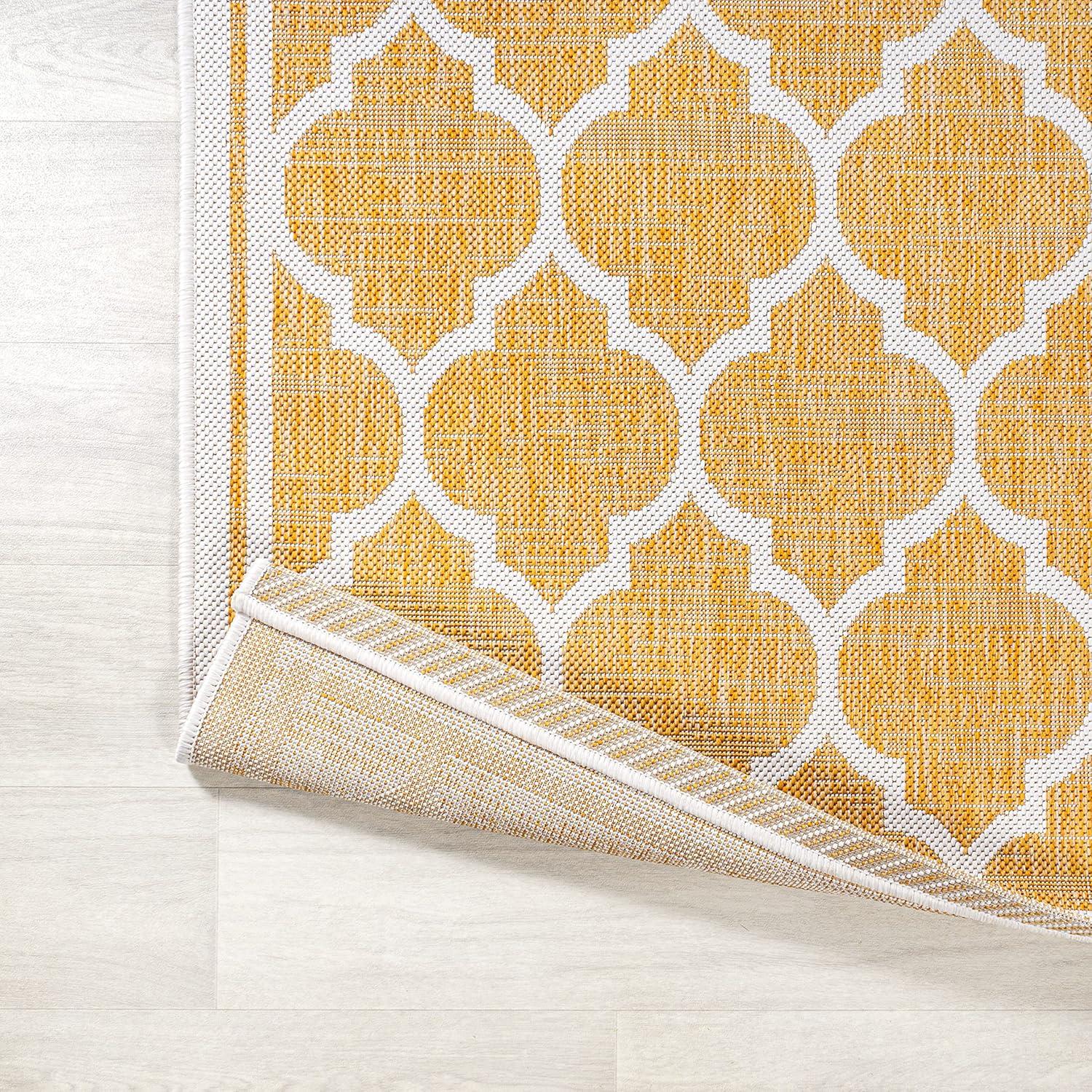image:imageJONATHAN Y Moroccan Trellis Indoor Outdoor Area Rug 3X5 EspressoTaupe Trebol Textured Weave for Backyard Patio Porch EasyCleaning High Traffic PetFriendly NonShedding SMB109B3YellowCream